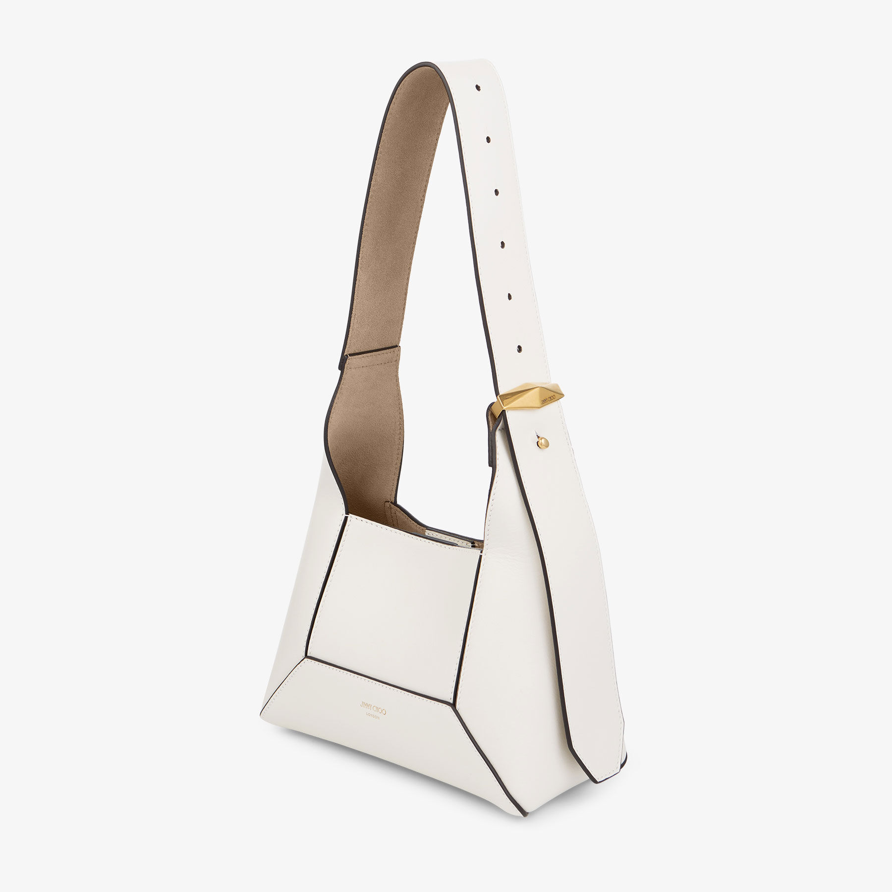 Diamond Hobo S Latte Leather Shoulder Bag