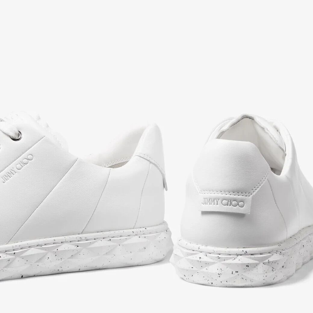 Diamond Light M White Nappa Leather Low-Top Trainers with Flecked Sole