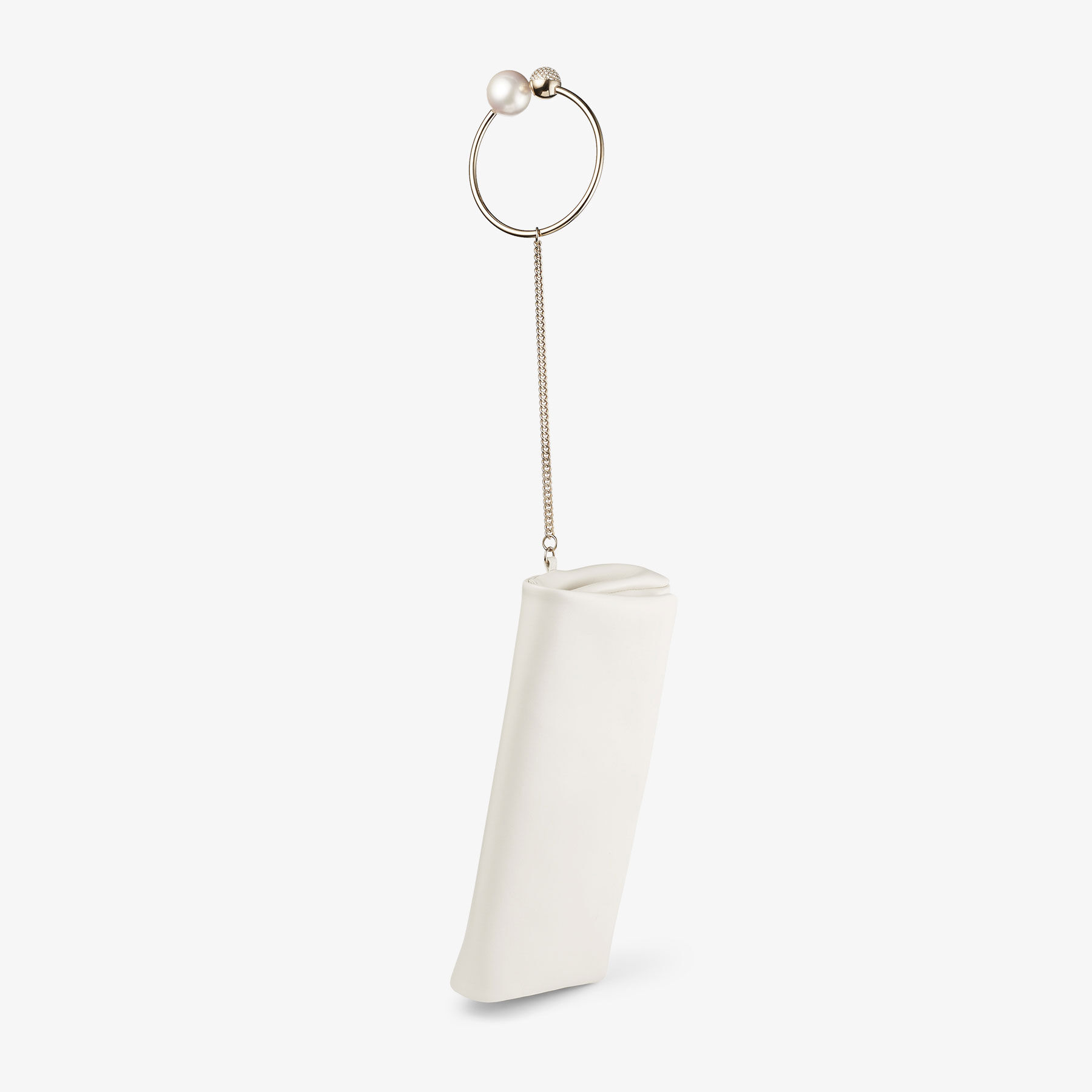 Xandra Latte Nappa Leather Clutch Bag with Crystal Bangle