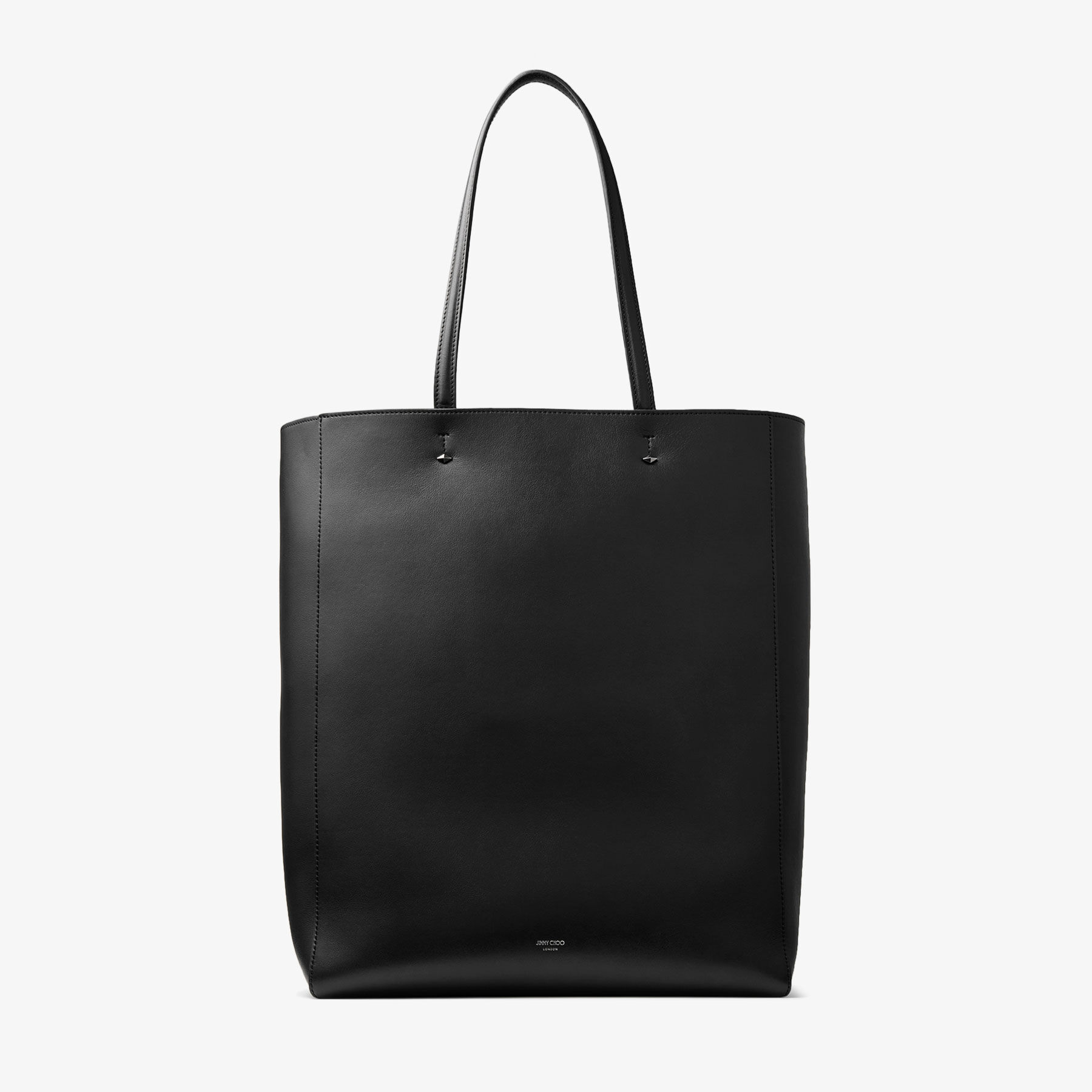 Lenny North-South L Black/Gunmetal Leather Tote Bag