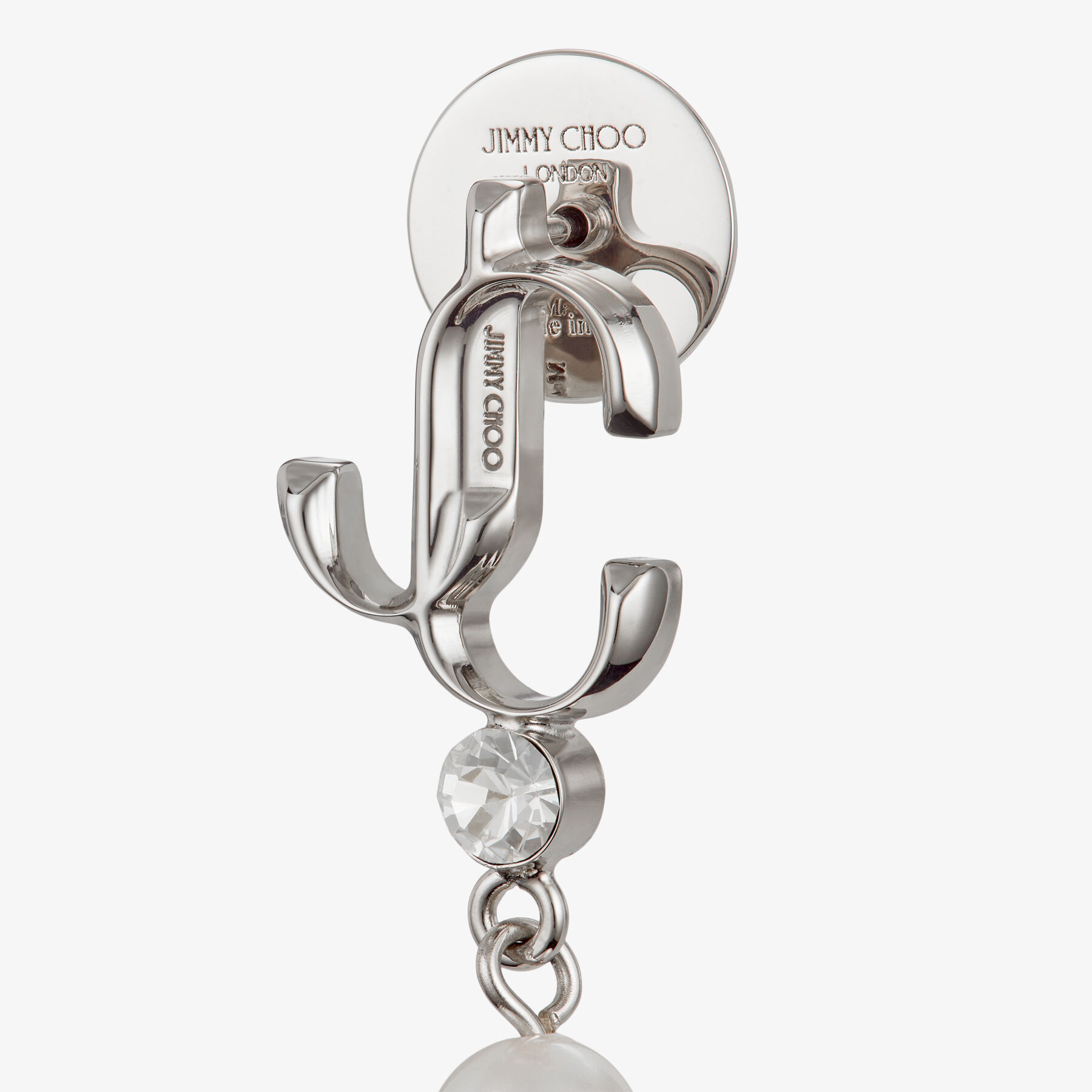 Pearl Drop Earring Silver-Finish Metal Pearl Drop Earrings with Crystals