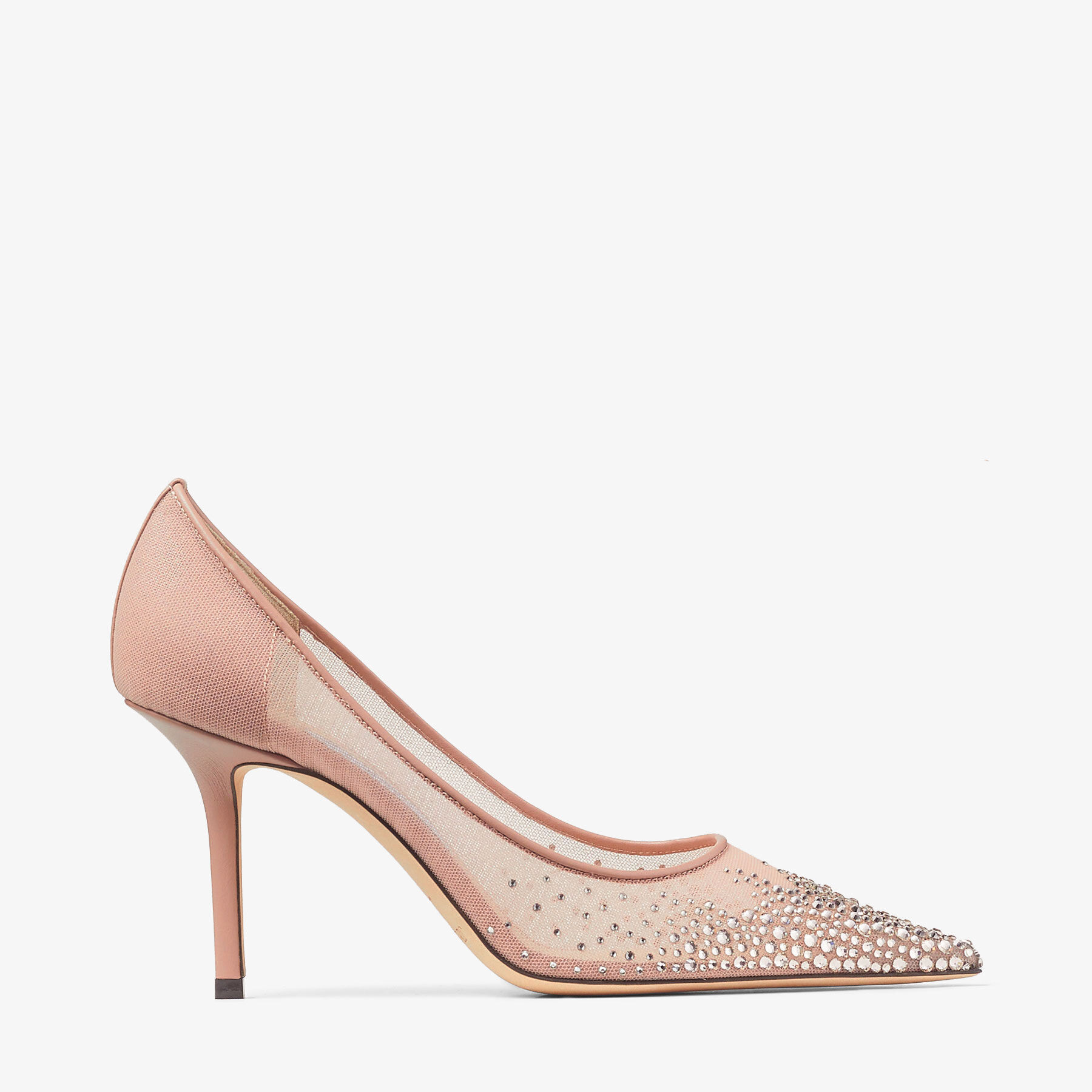 Love 85 Ballet Pink Mesh Pointed-Toe Pumps with Dégradé Crystals