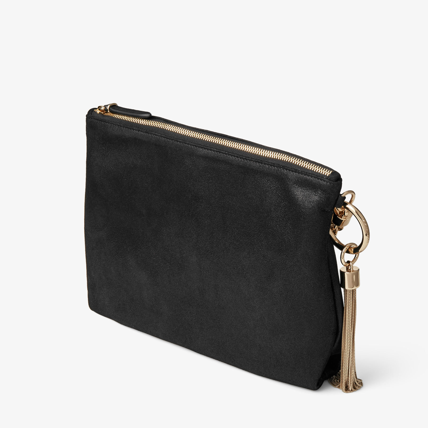 Callie Black Shimmer Suede Clutch Bag