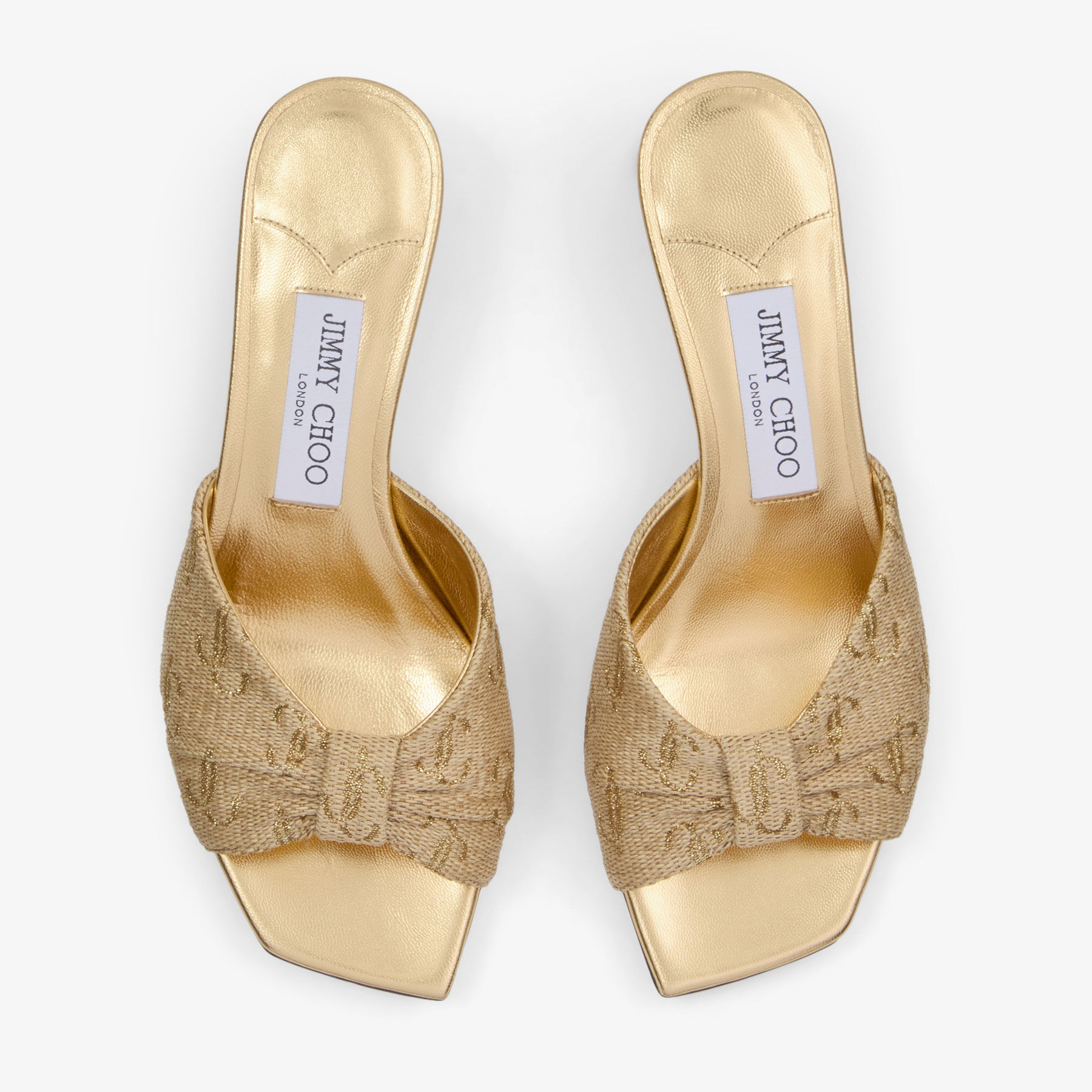 Annika Mule 35 Gold Raffia & Metallic Nappa Sandals