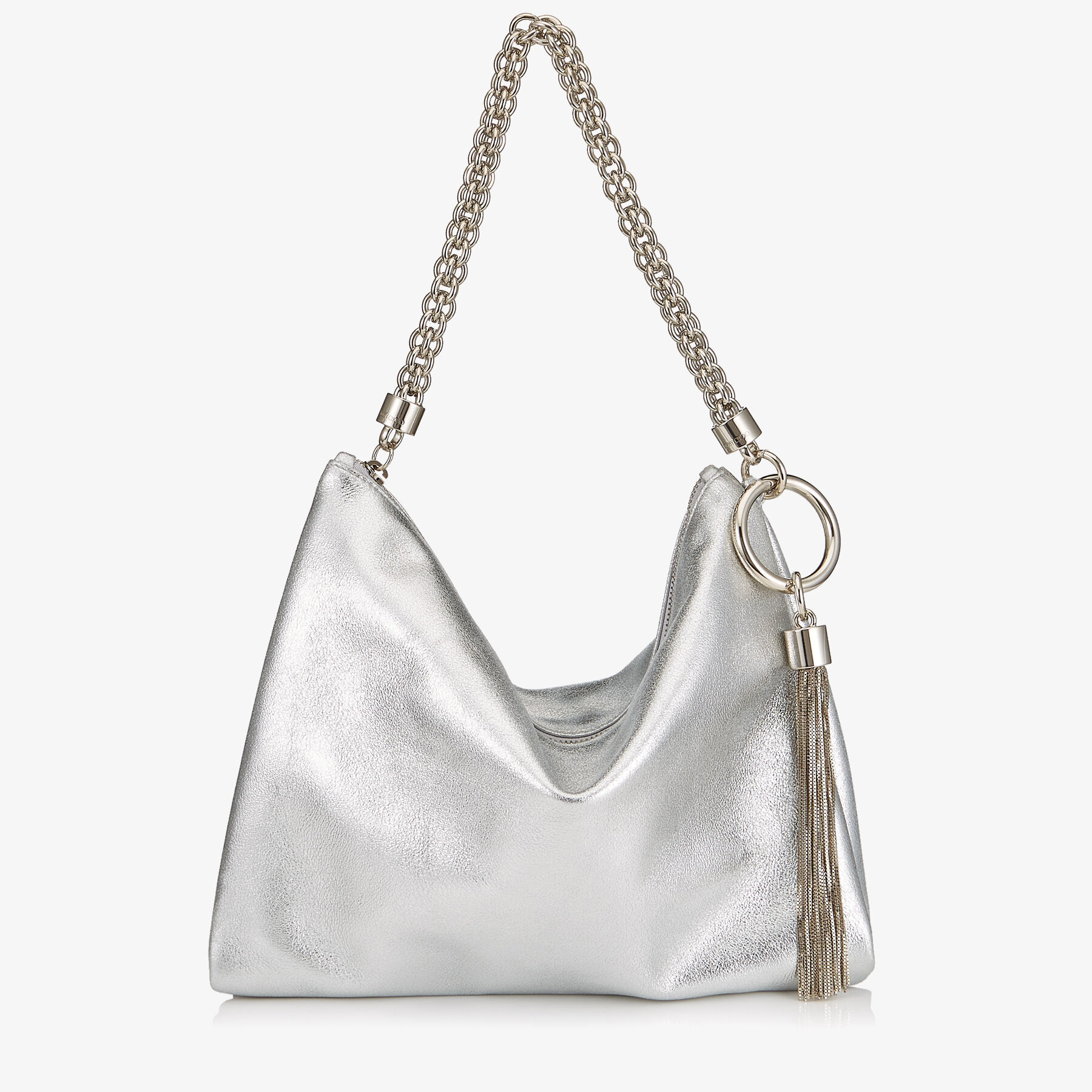 Callie Silver Metallic Leather Clutch Bag