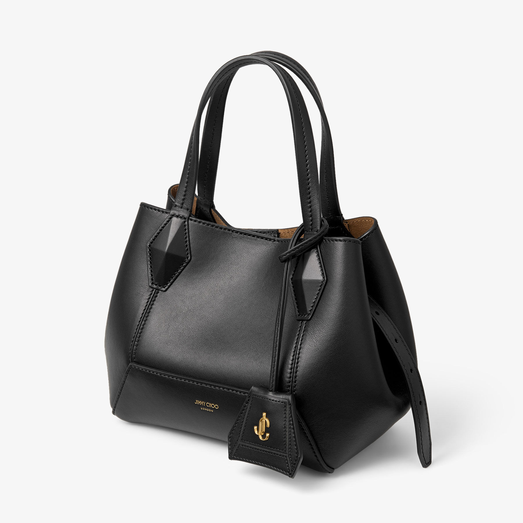 Diamond Tote S Black Calf Leather Tote Bag
