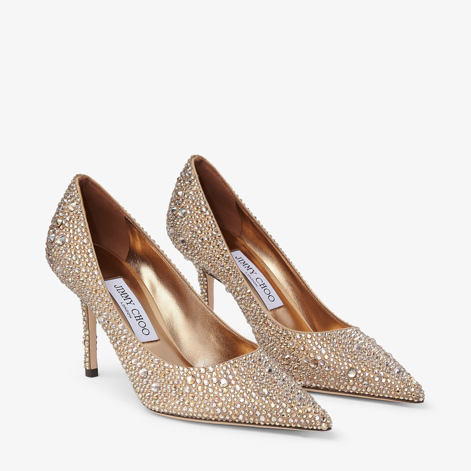 Love 85 Bronze Satin Crystal Pumps