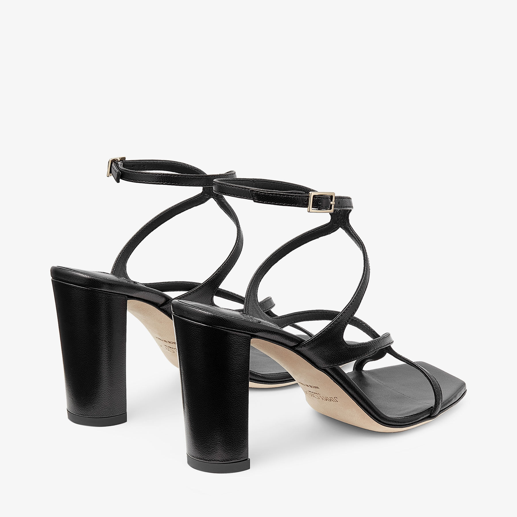 Azie 85 Black Nappa Leather Sandals