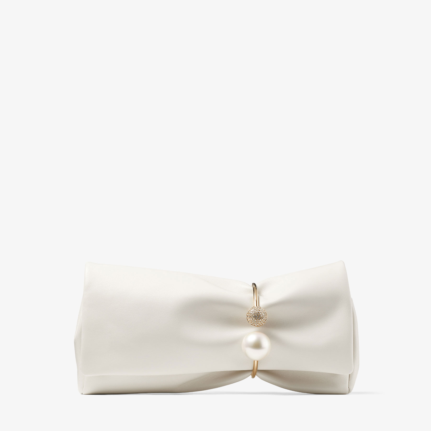 Xandra Latte Nappa Leather Clutch Bag with Crystal Bangle