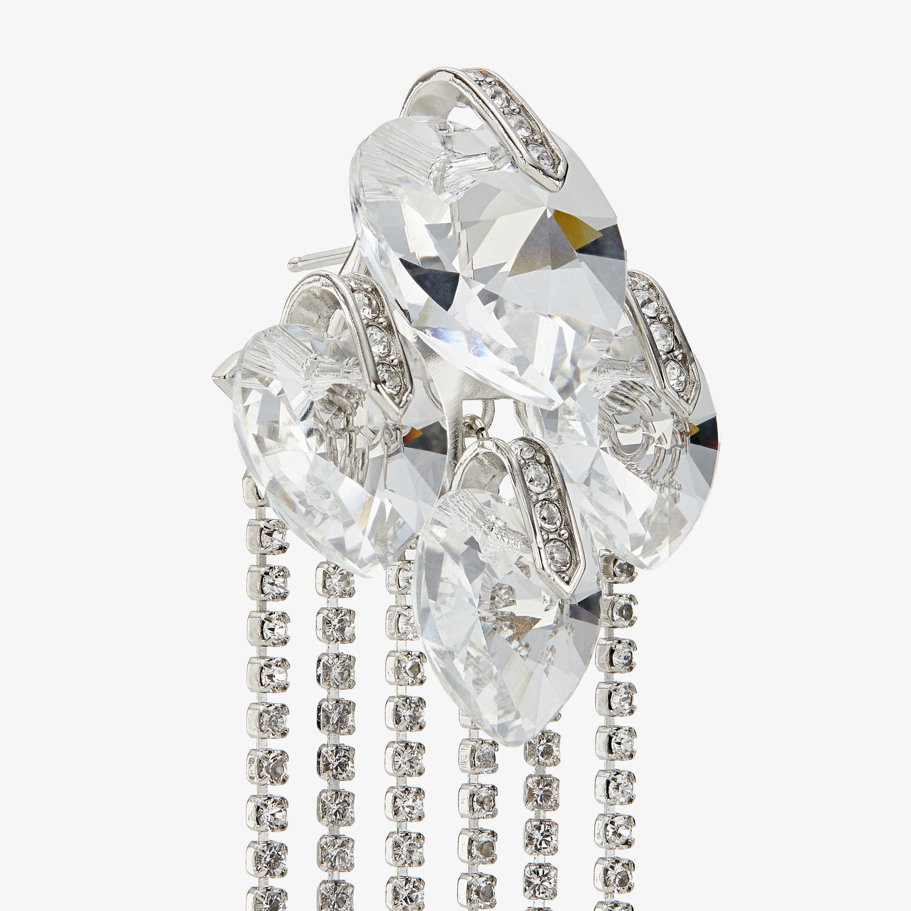 Heart Drop Earring Silver-Finish Heart Drop Earrings with Crystals