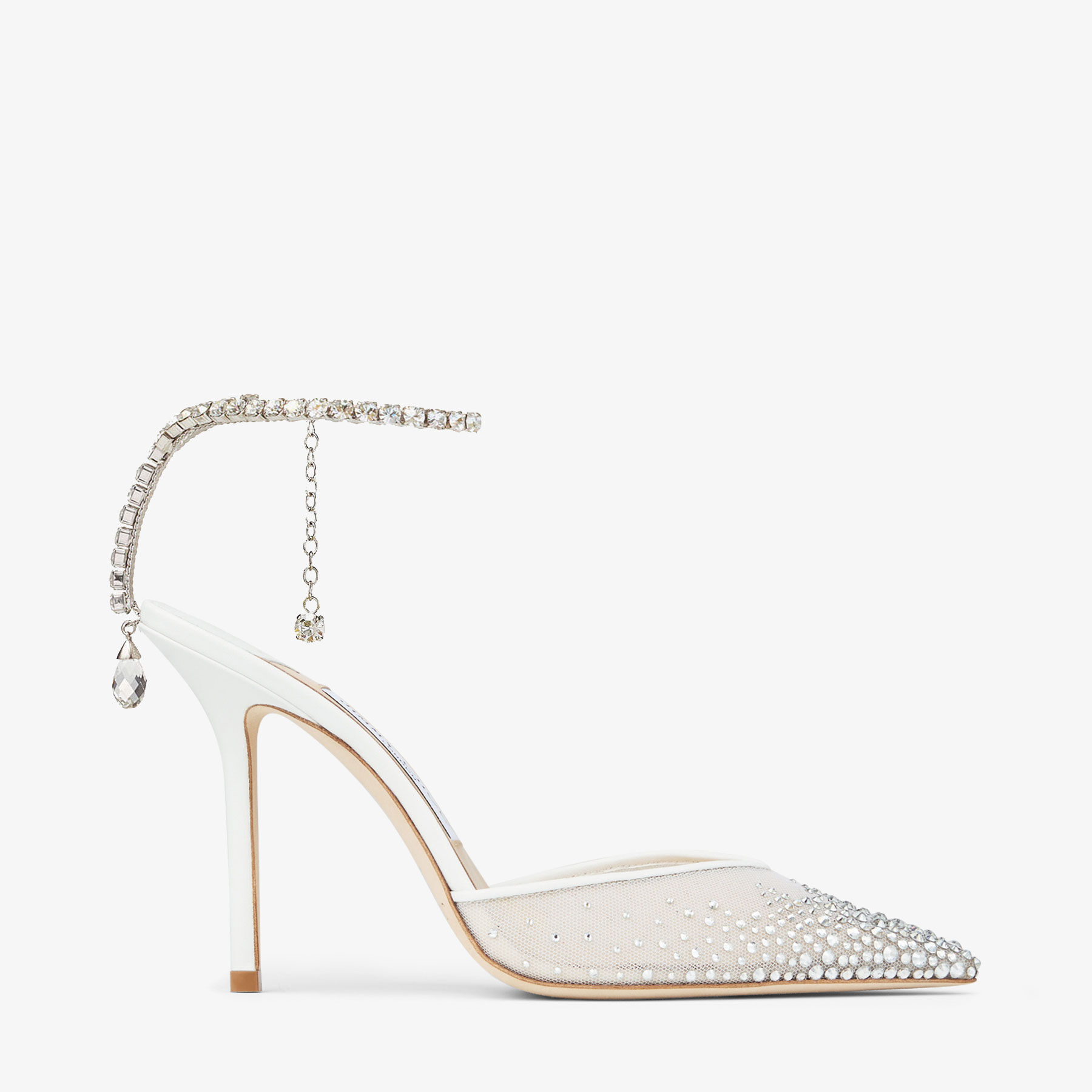 Saeda 100 White Mesh Crystal Pumps