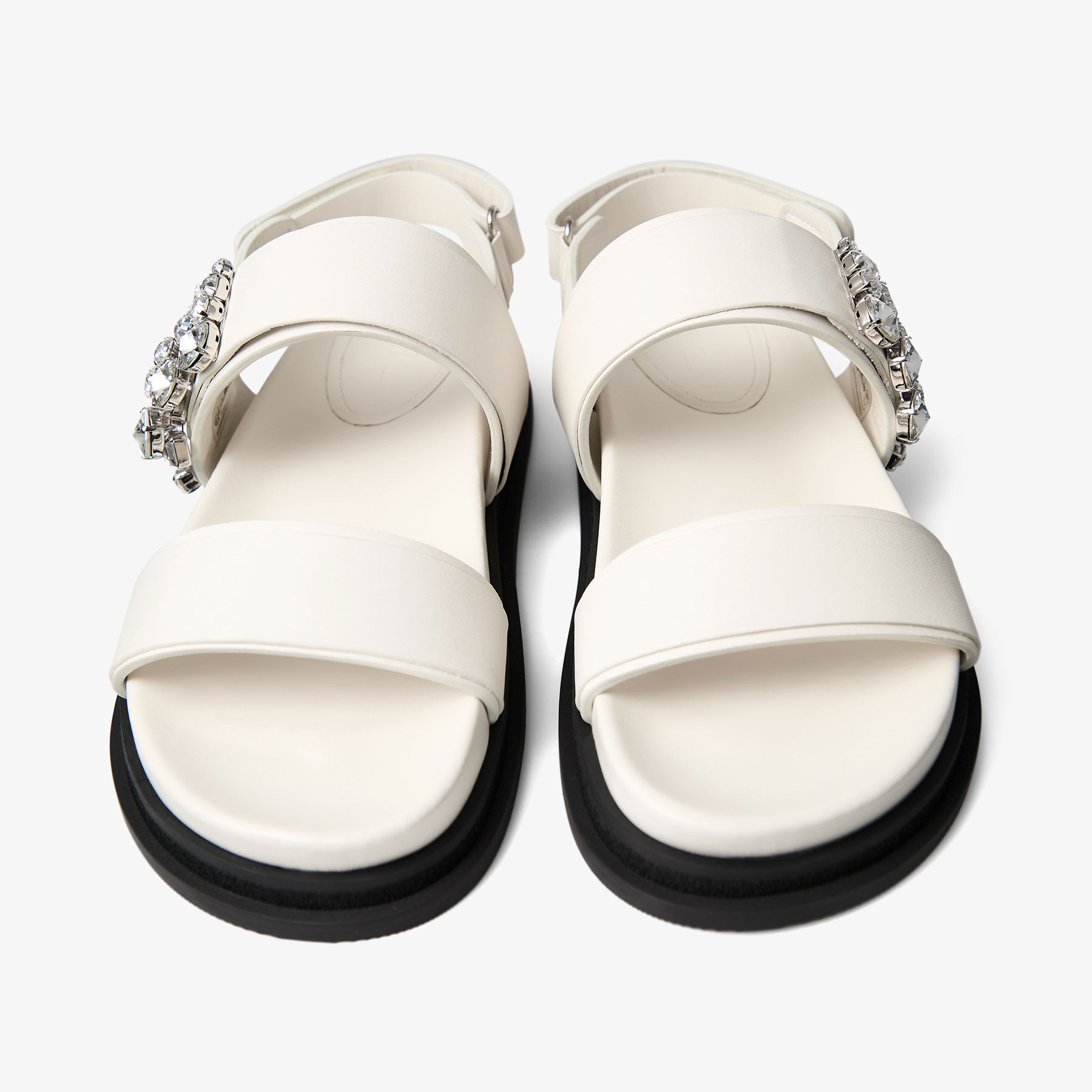 Verity Sandal Flat Latte Leather Crystal Flat Sandals