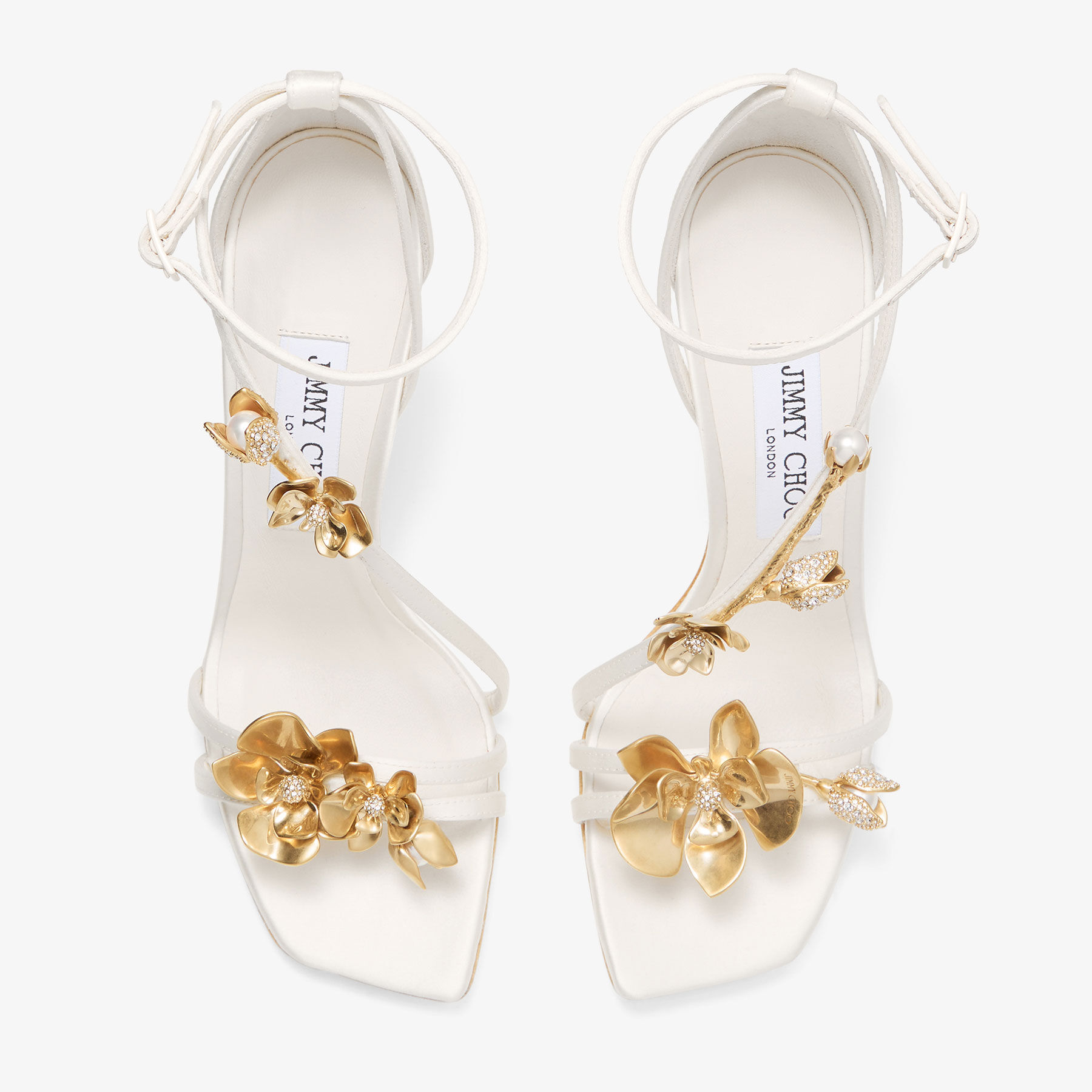 Zea 95 Ivory Satin Flower Sandals