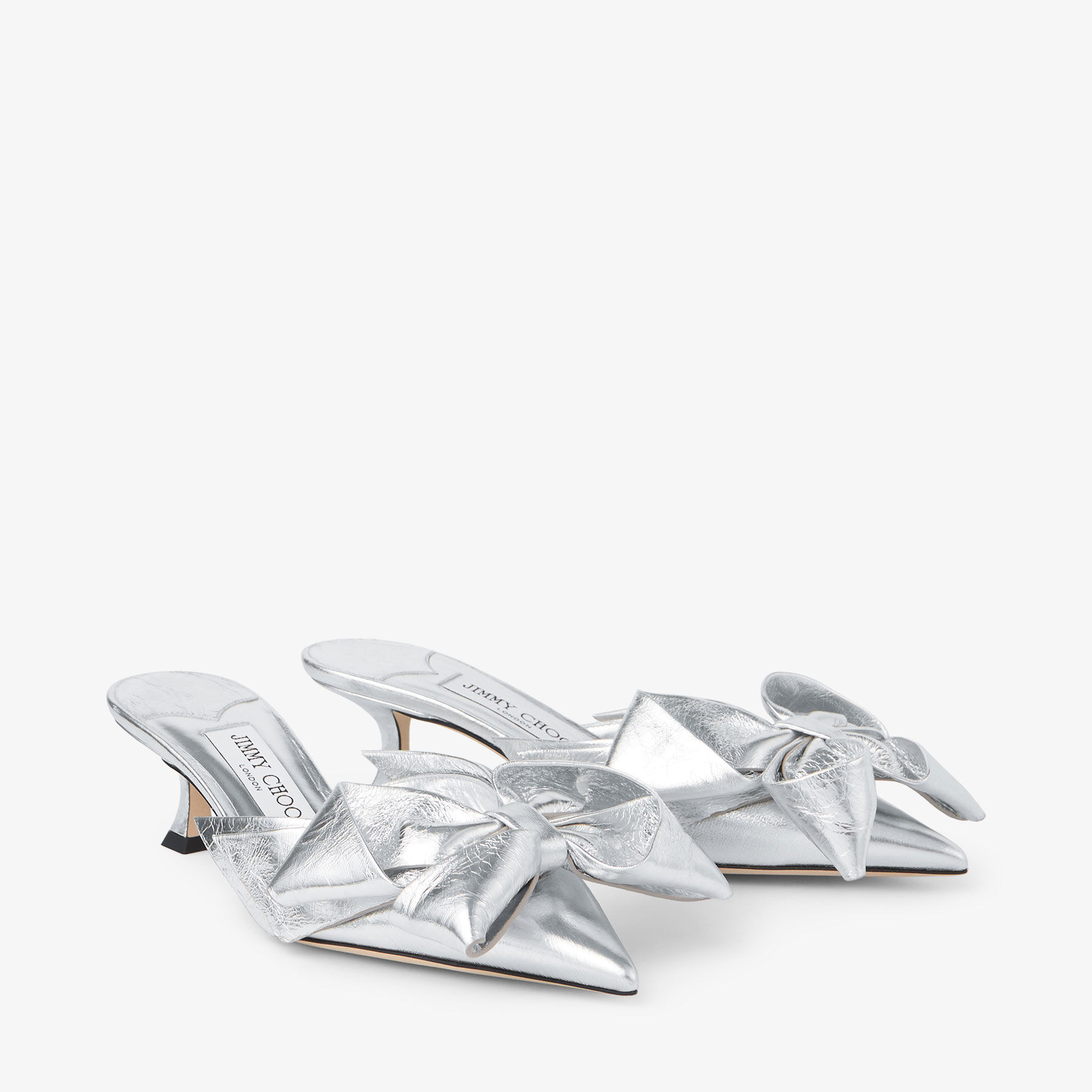 Staz Mule 50 Silver Metallic Leather Mules