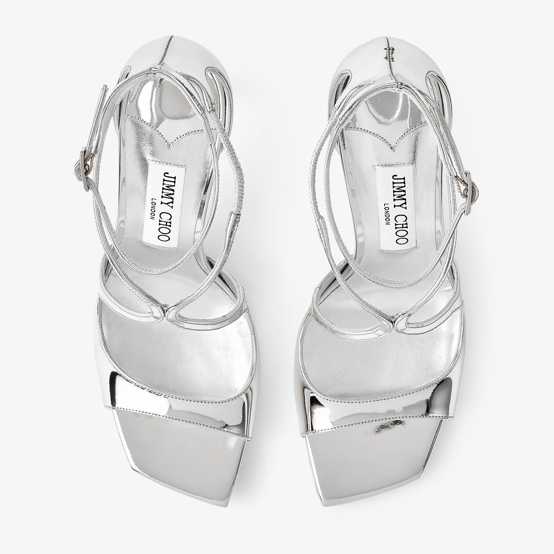 Azia 95 Silver Liquid Metal Leather Sandals