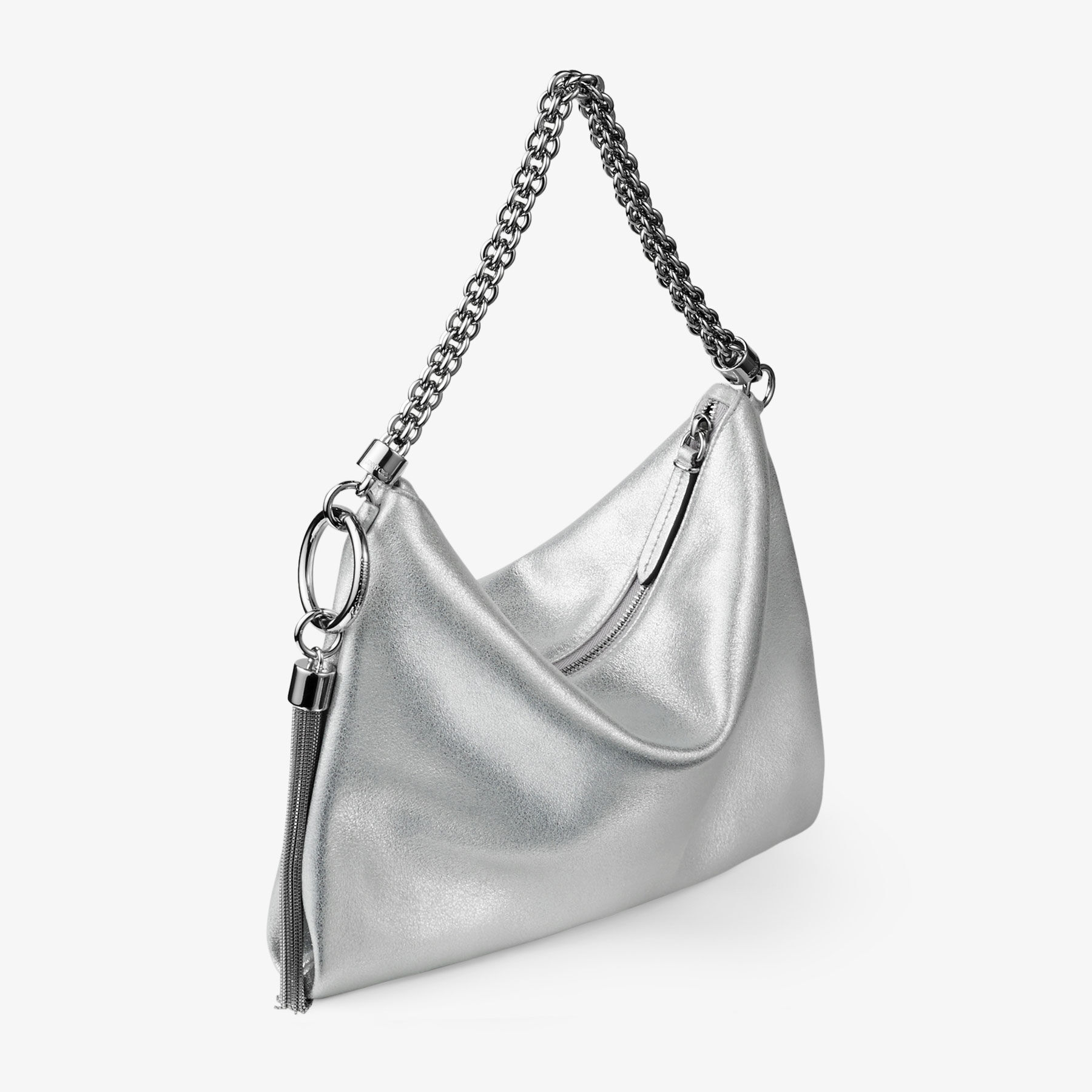 Callie Silver Metallic Leather Clutch Bag