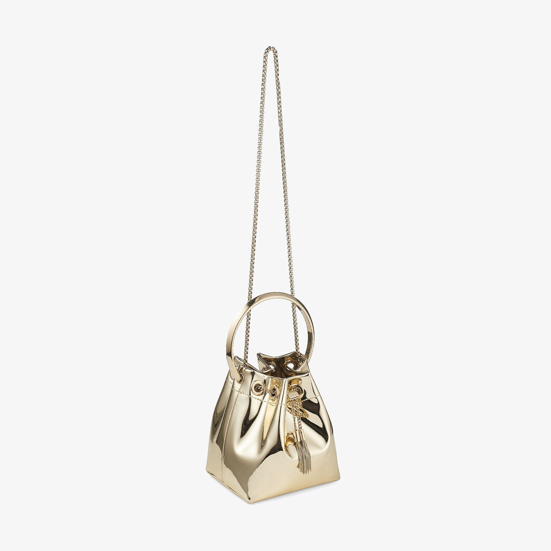 Bon Bon Gold Mirror Fabric Mini Bag with Metal Handle