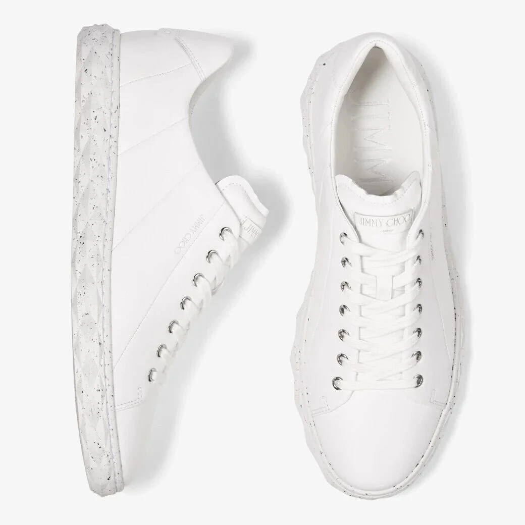 Diamond Light M White Nappa Leather Low-Top Trainers with Flecked Sole
