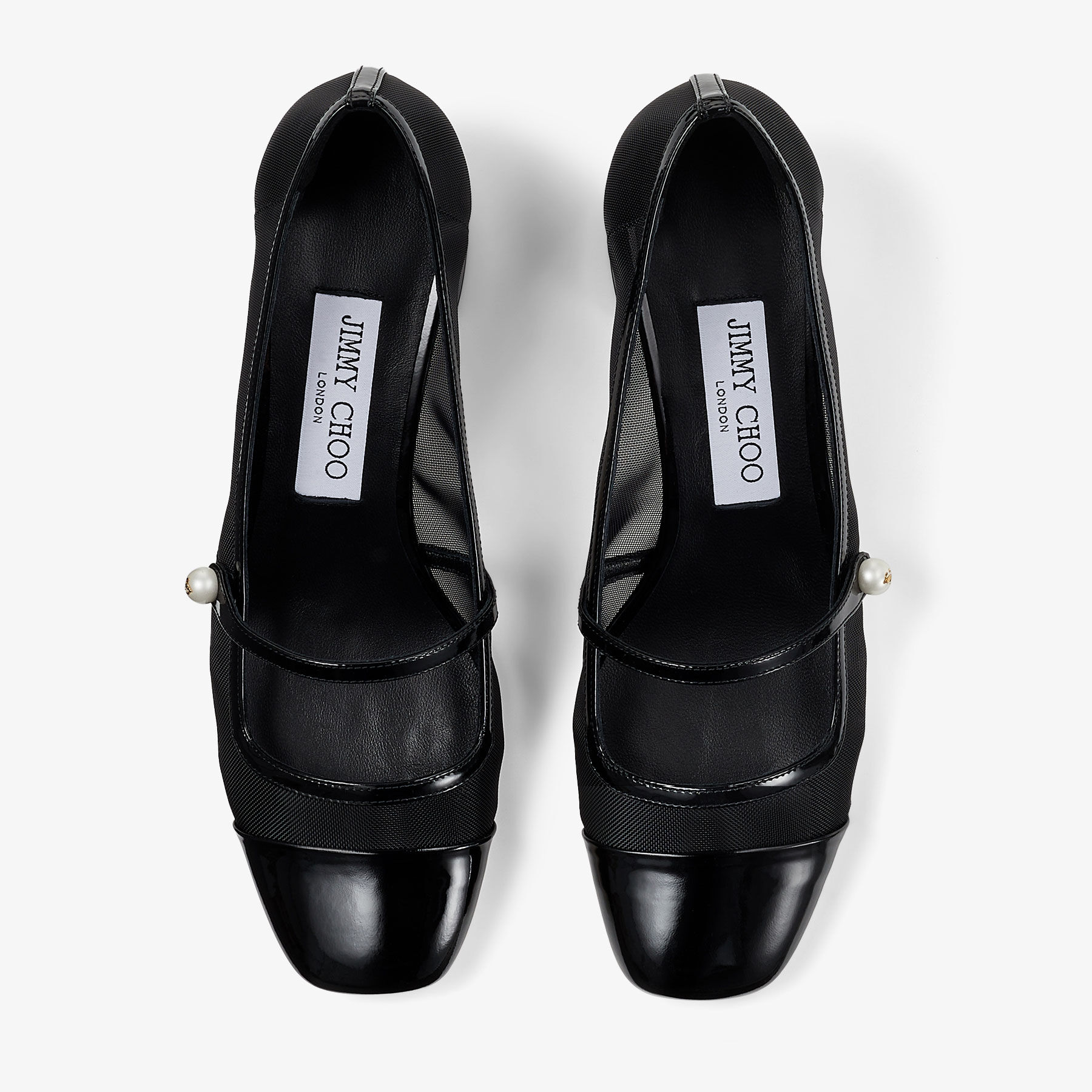 Elisa 45 Black Patent and Mesh Pumps