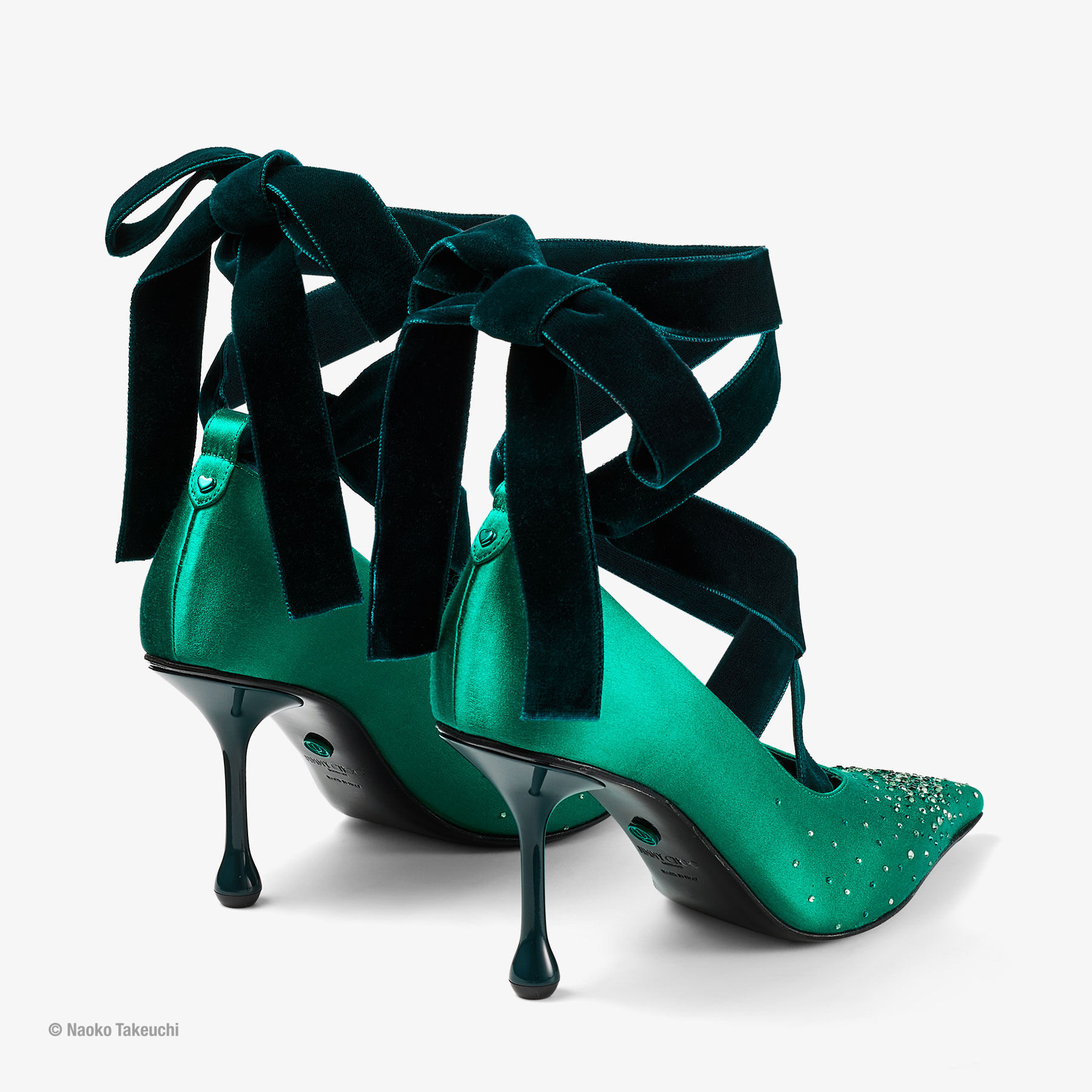 Sailor Neptune Pump 80 Emerald Green Satin Crystal Pumps