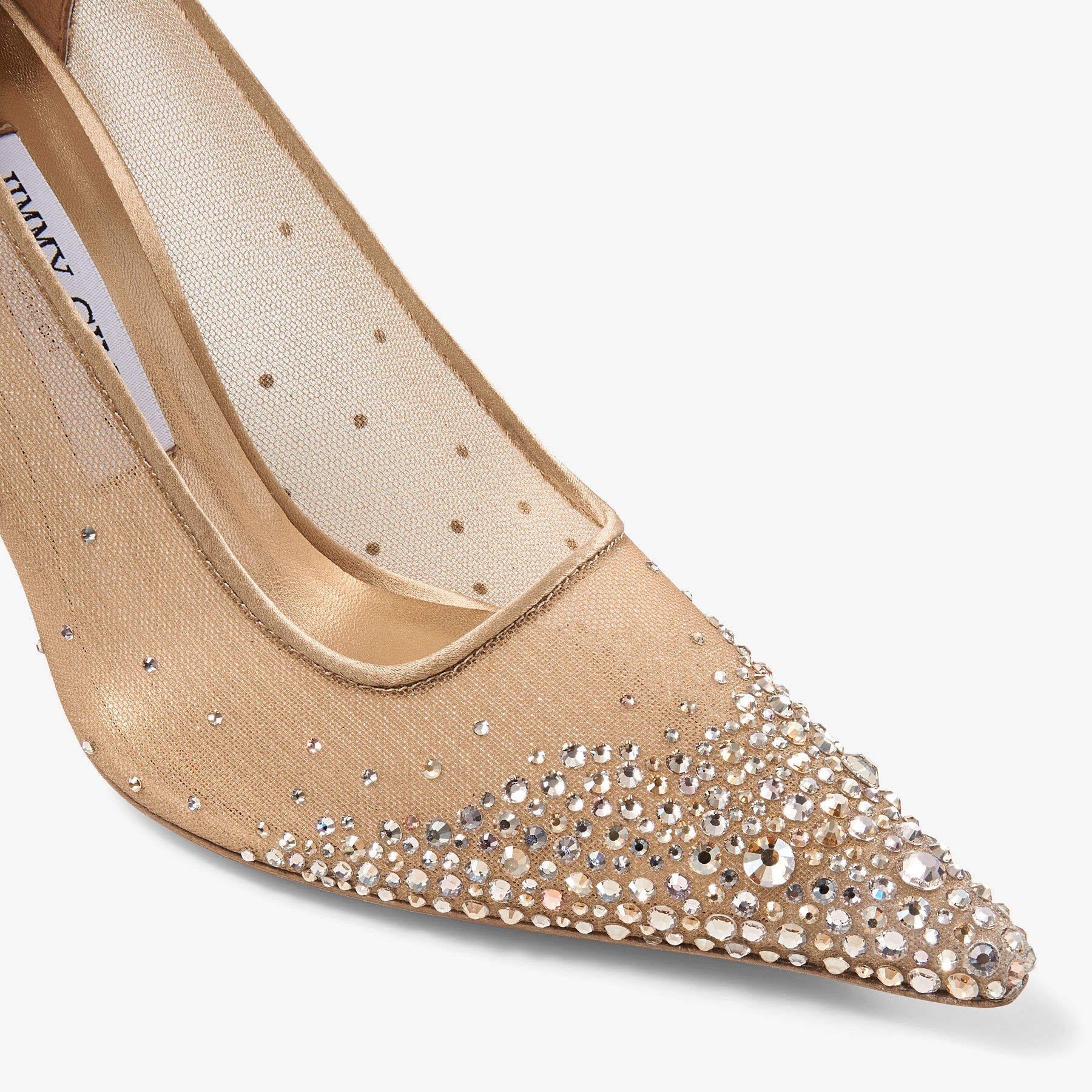 Ixia 95 Bronze Crystal Mesh Satin Pumps