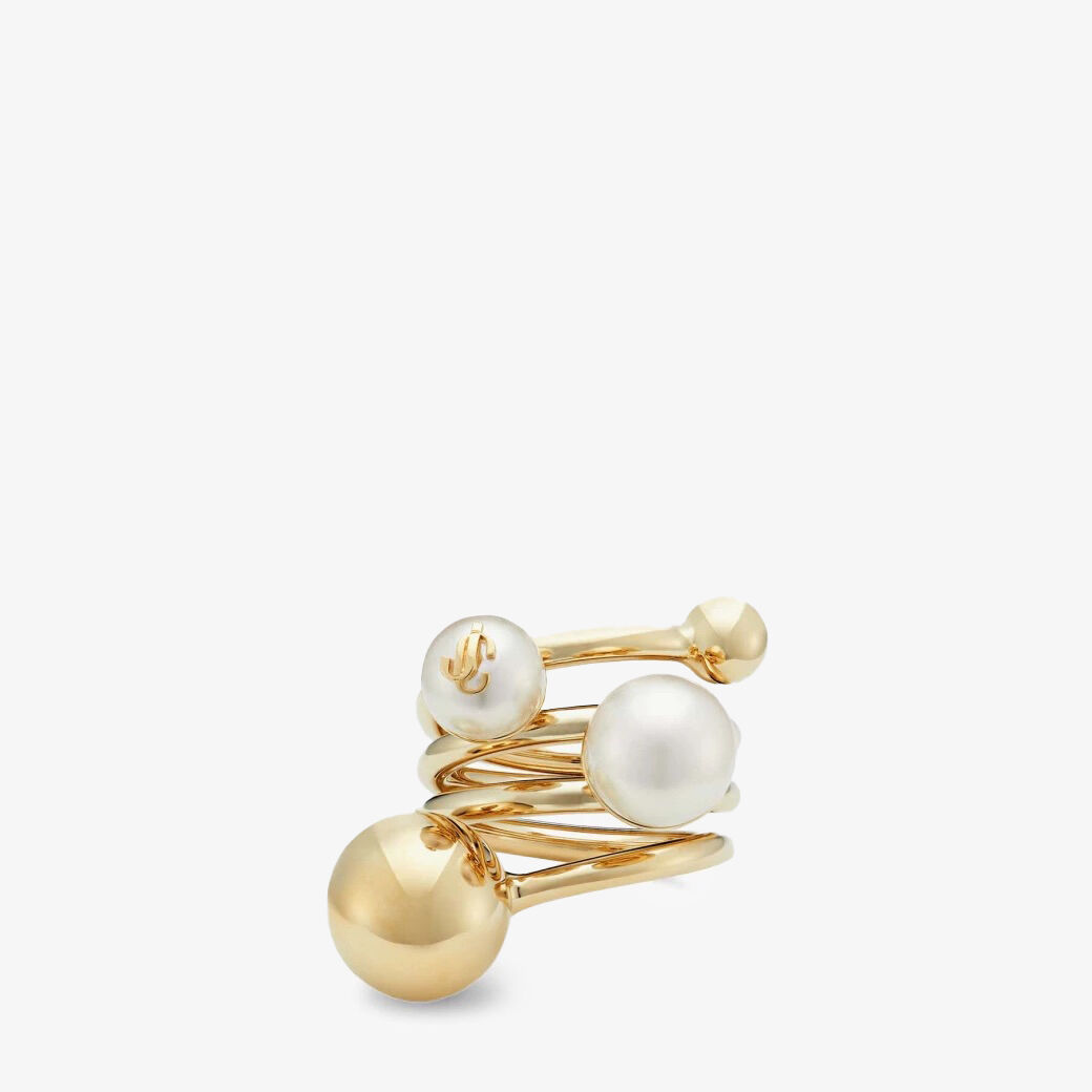 JC Multi Pearl Ring Gold-Finish Metal Ring with Pearls