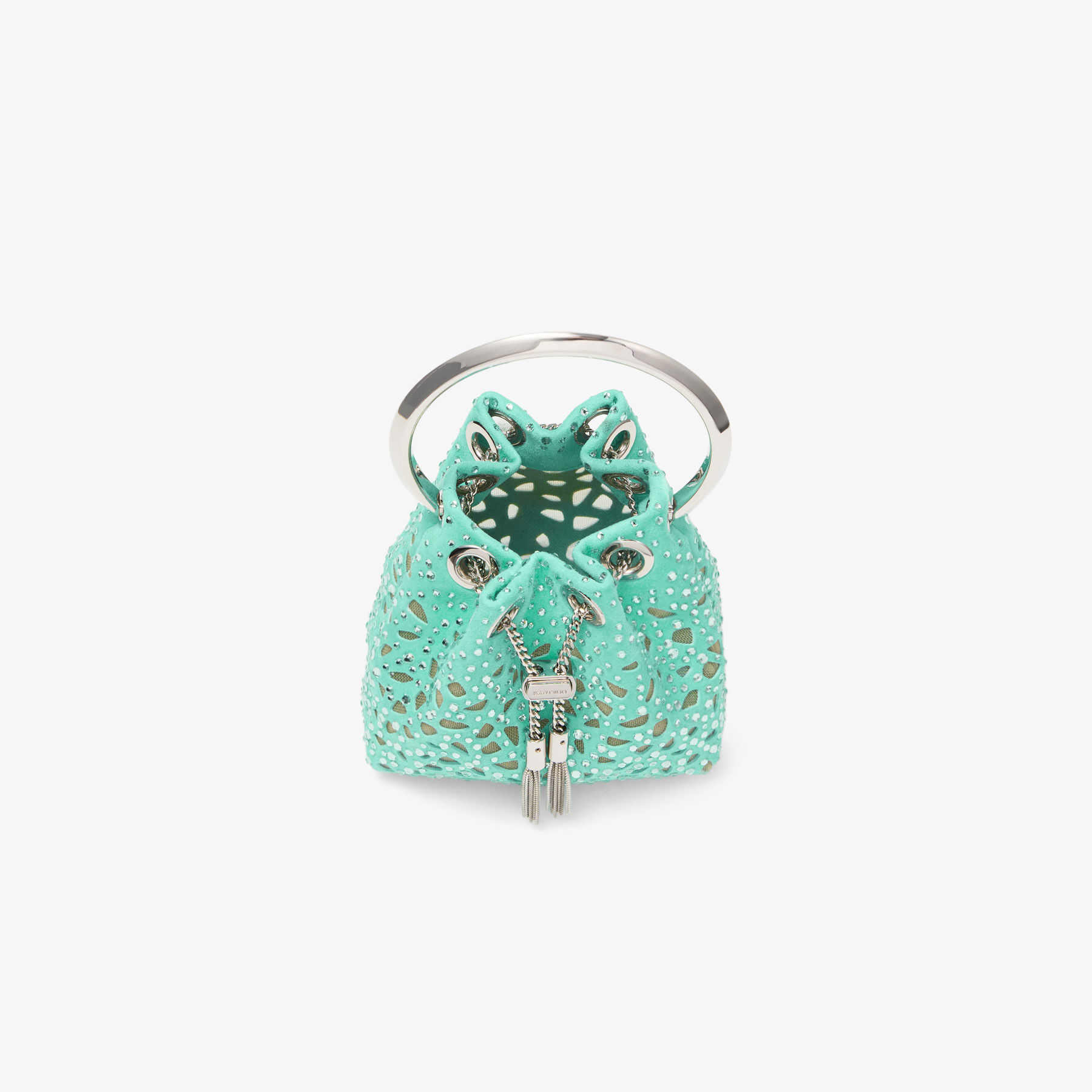 Micro Bon Bon Aqua Green Suede Crystal Mini Bag