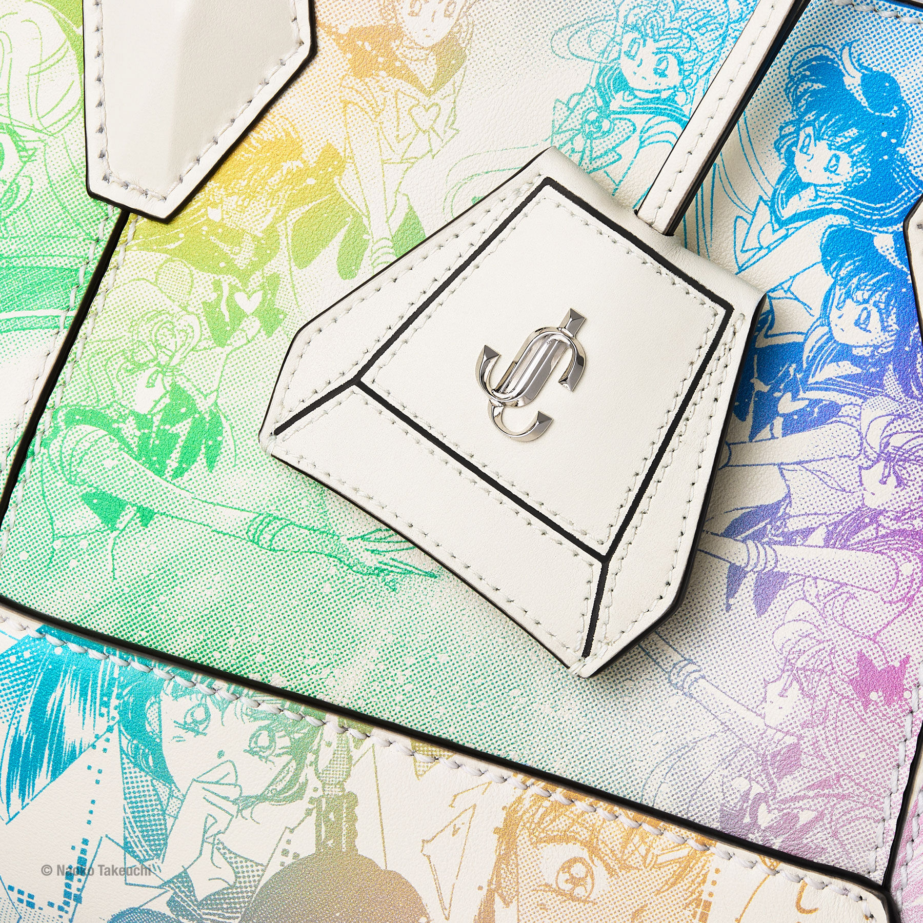 Sailor Guardians  Diamond Tote/S White Manga Print Leather Tote Bag