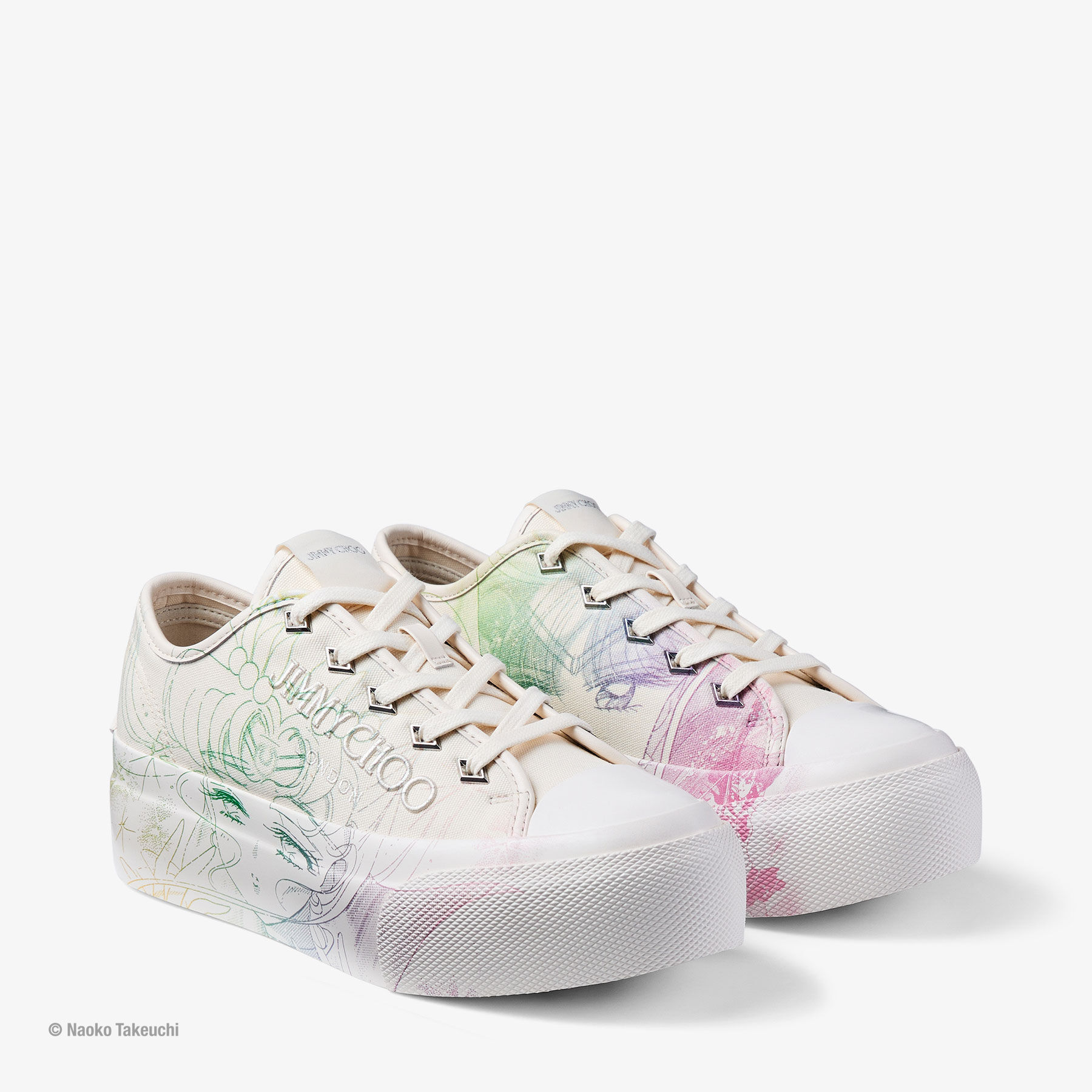 Sailor Guardians Palma Maxi/F Latte Manga Print Canvas Trainers
