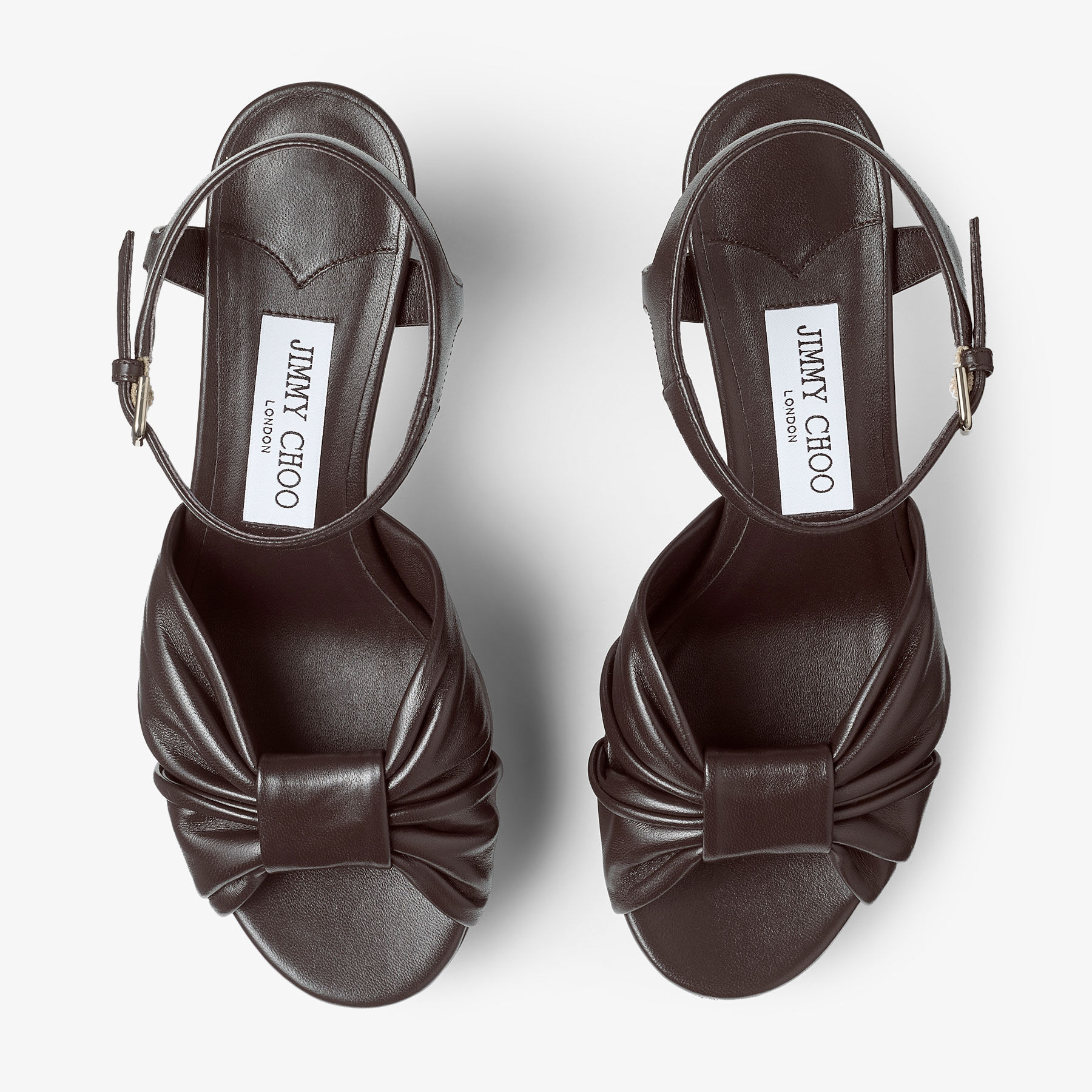 Heloise 80 Coffee Nappa Leather Platform Sandals