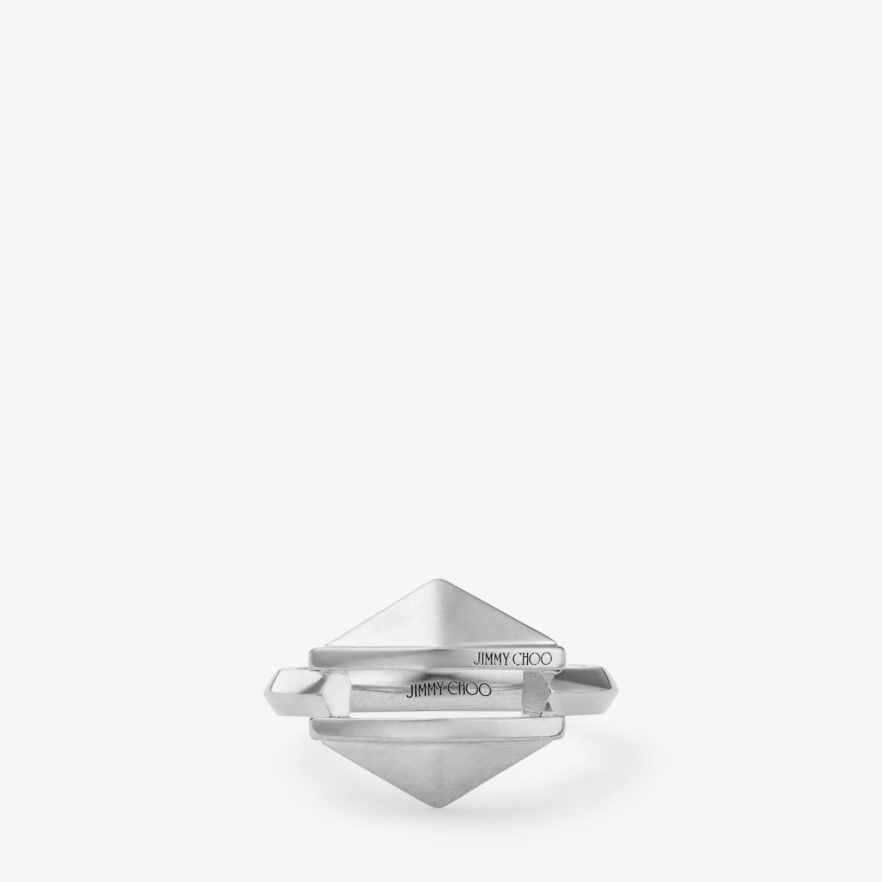 Diamond Link Ring Silver Finish Ring