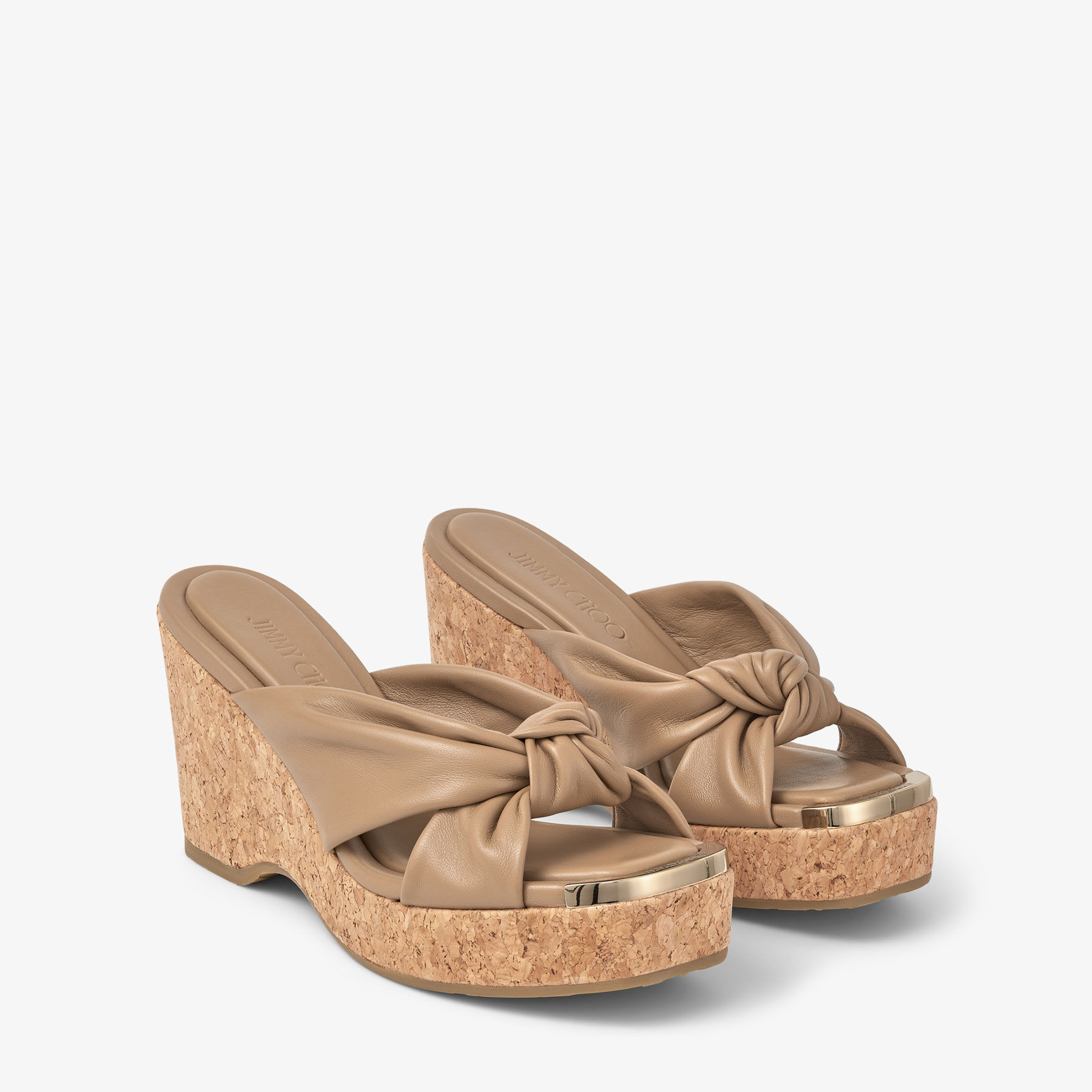 Avenue Wedge 110 Biscuit Nappa Leather Wedge Mules