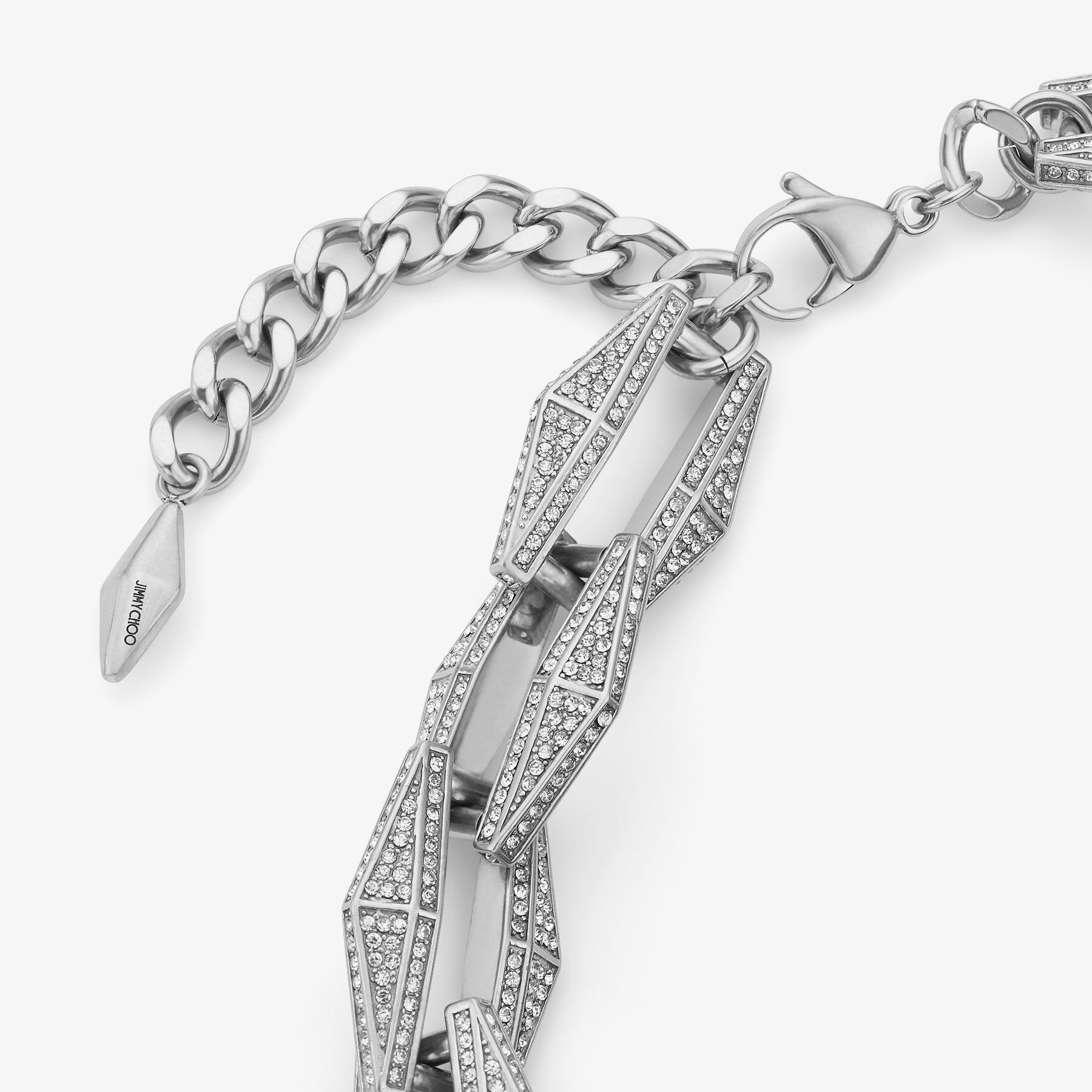 Diamond Chain Necklace Silver-Finish Chain Necklace with Pave Crystals