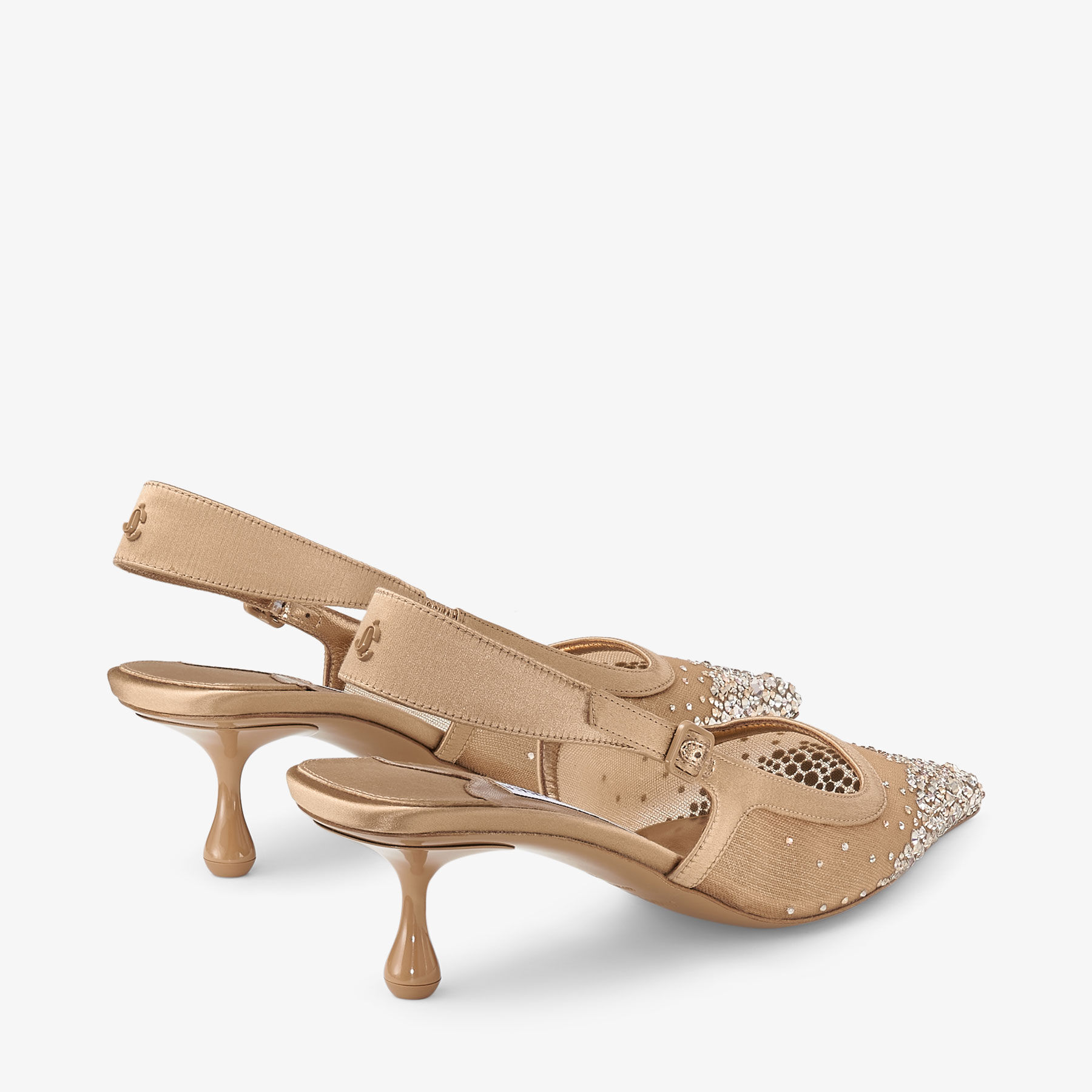 Amel 50 Bronze Crystal Mesh Satin Pumps