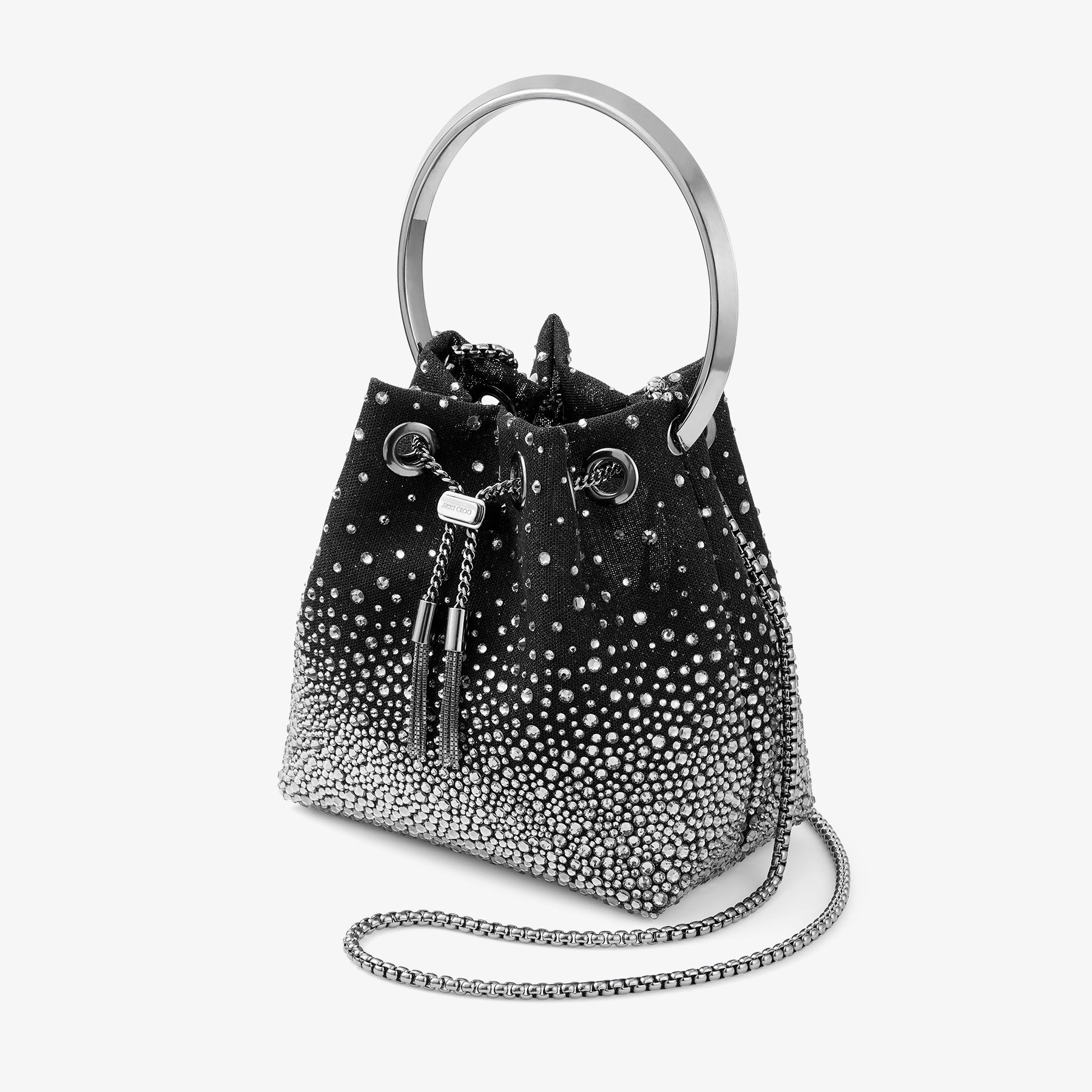 Bon Bon Black Crystal Mesh Bag