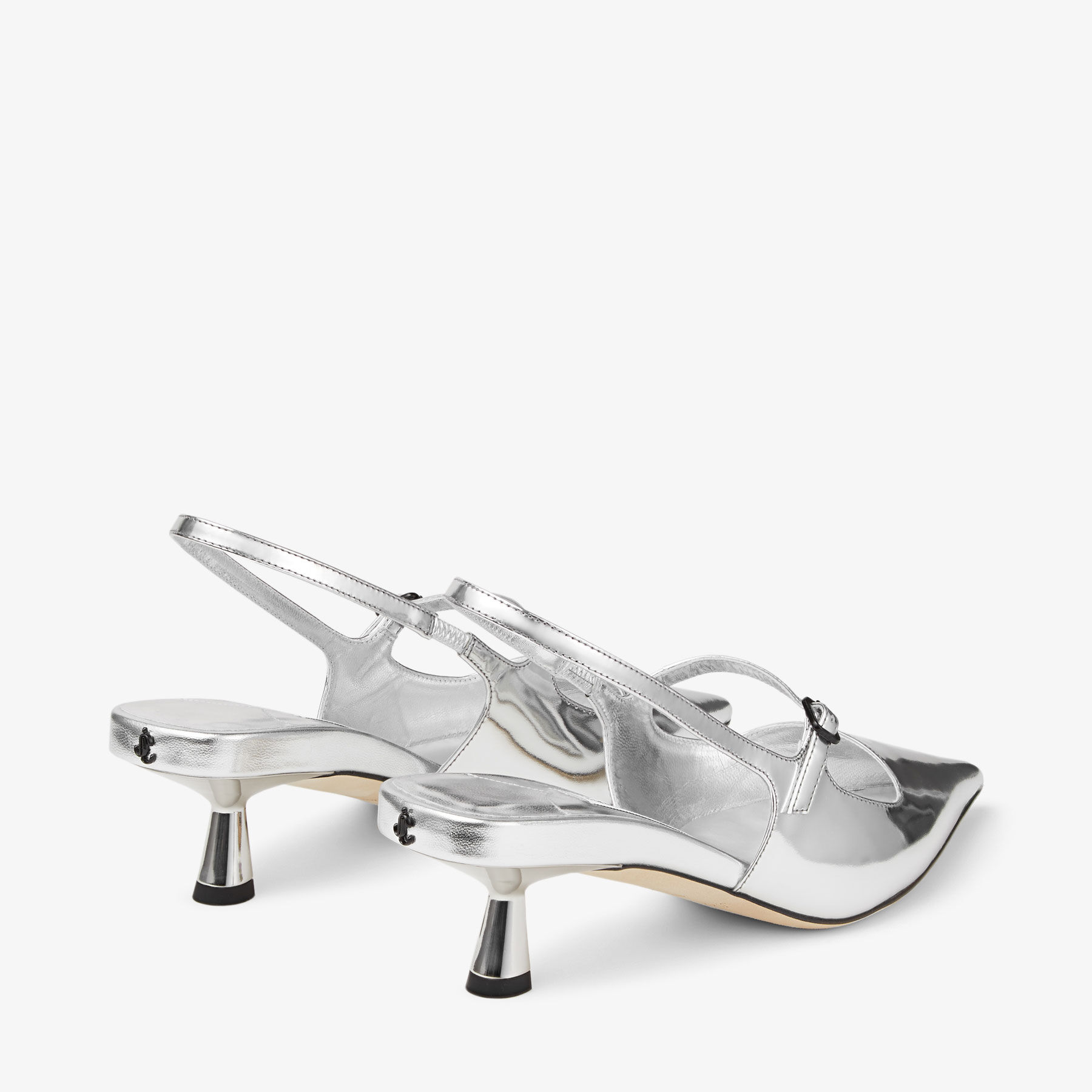 Didi 45 Silver Liquid Metal Leather Pointed Pumps