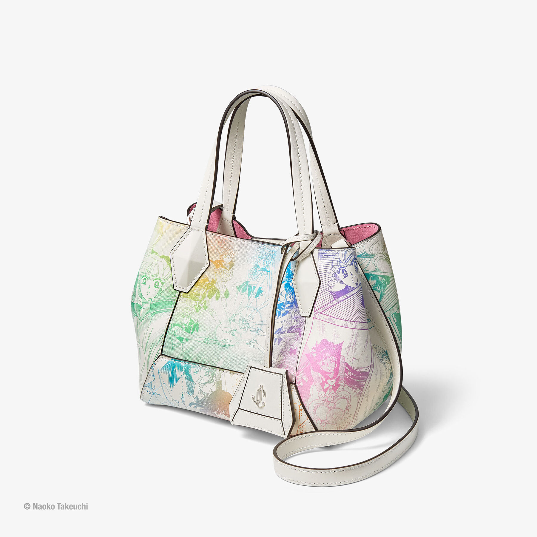 Sailor Guardians  Diamond Tote/S White Manga Print Leather Tote Bag