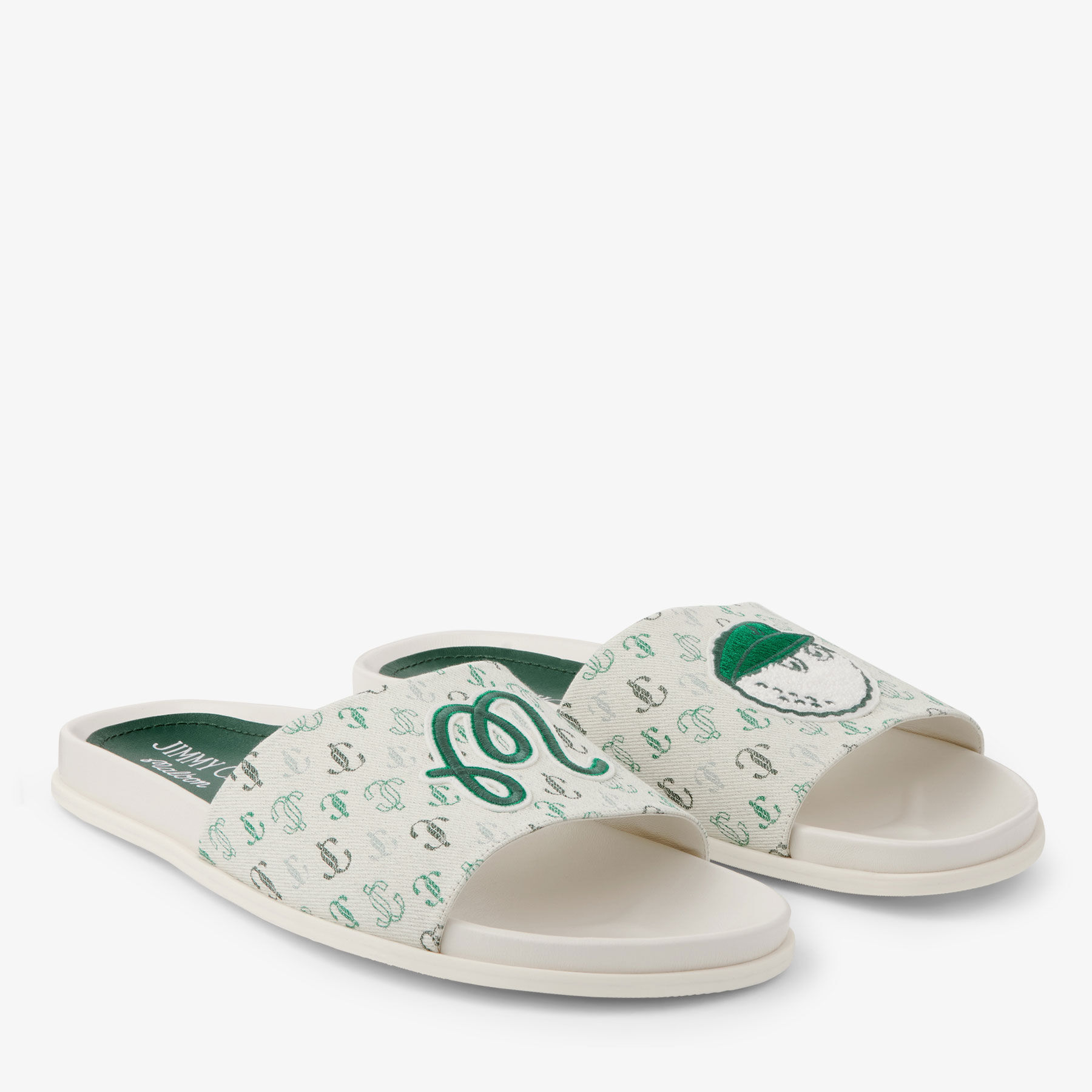 Jimmy Choo / Malbon 2.0 Slide M Monogram Embroidered Jacquard Slides