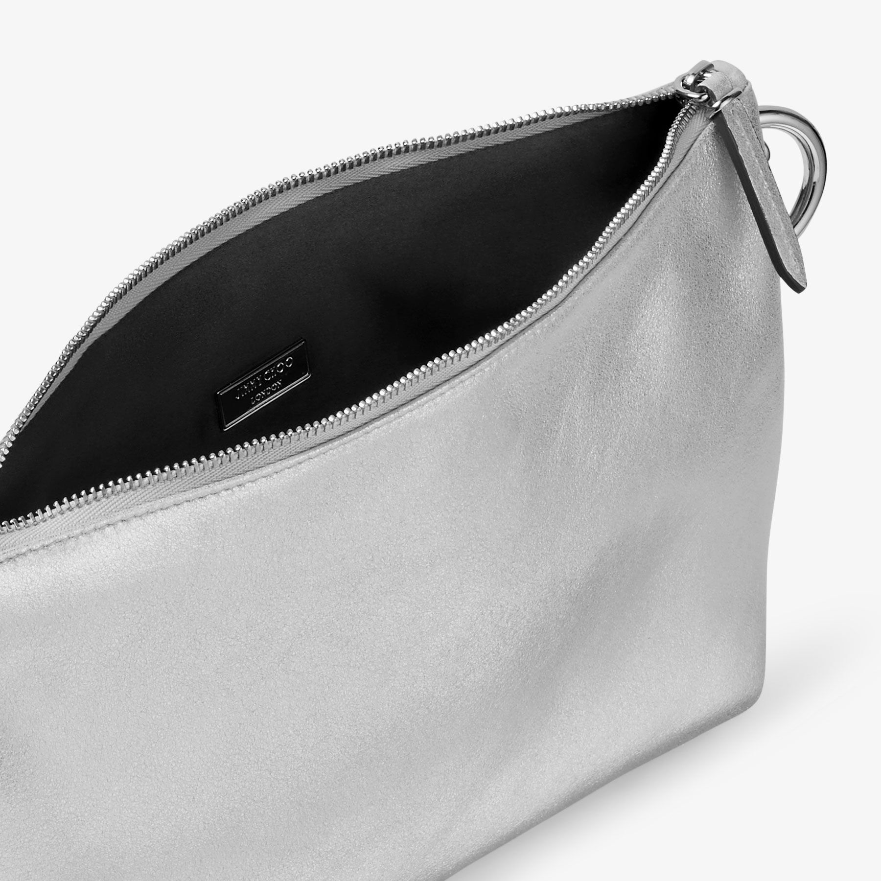 Callie Silver Metallic Leather Clutch Bag