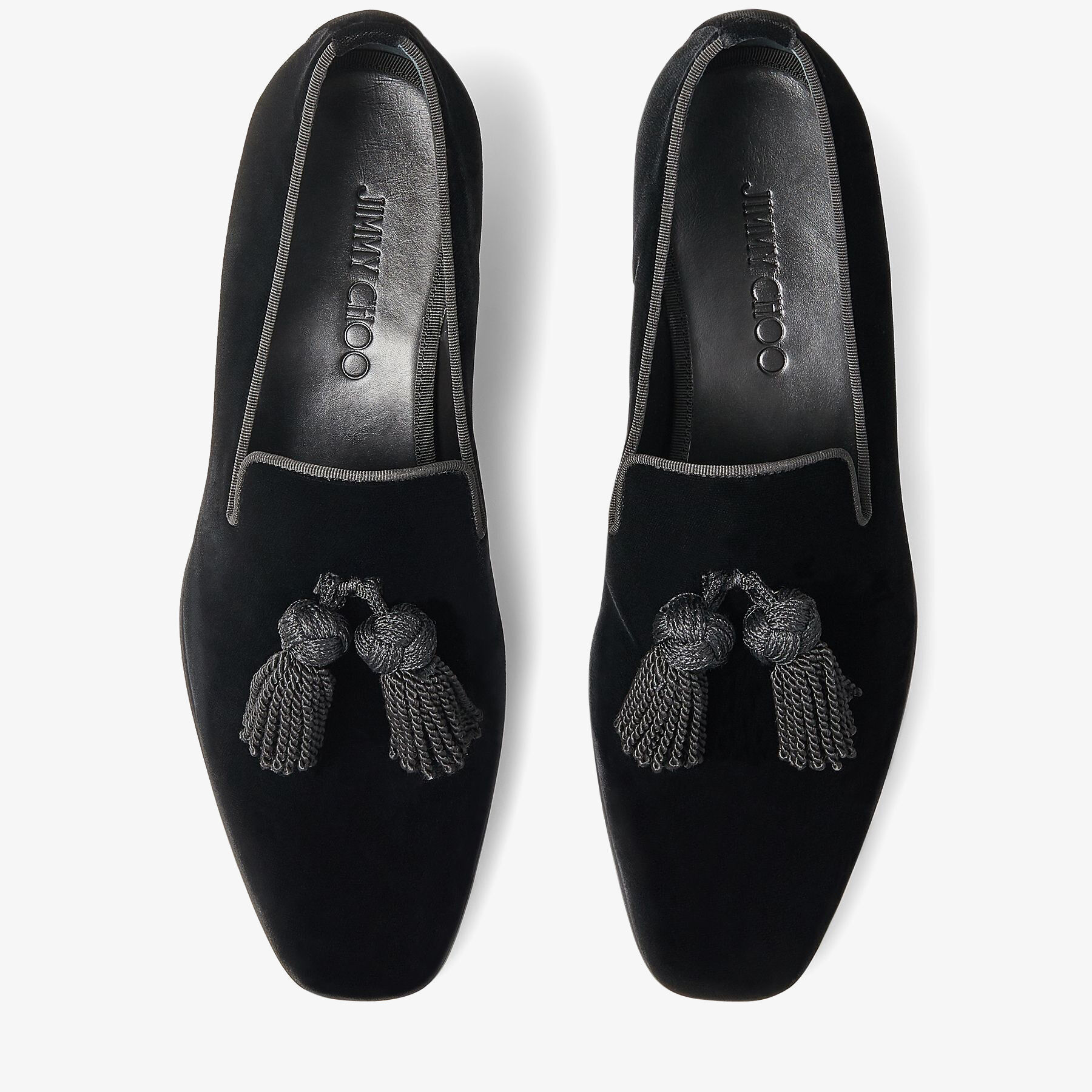 Foxley M Black Velvet Slip-On Shoes with Tassel