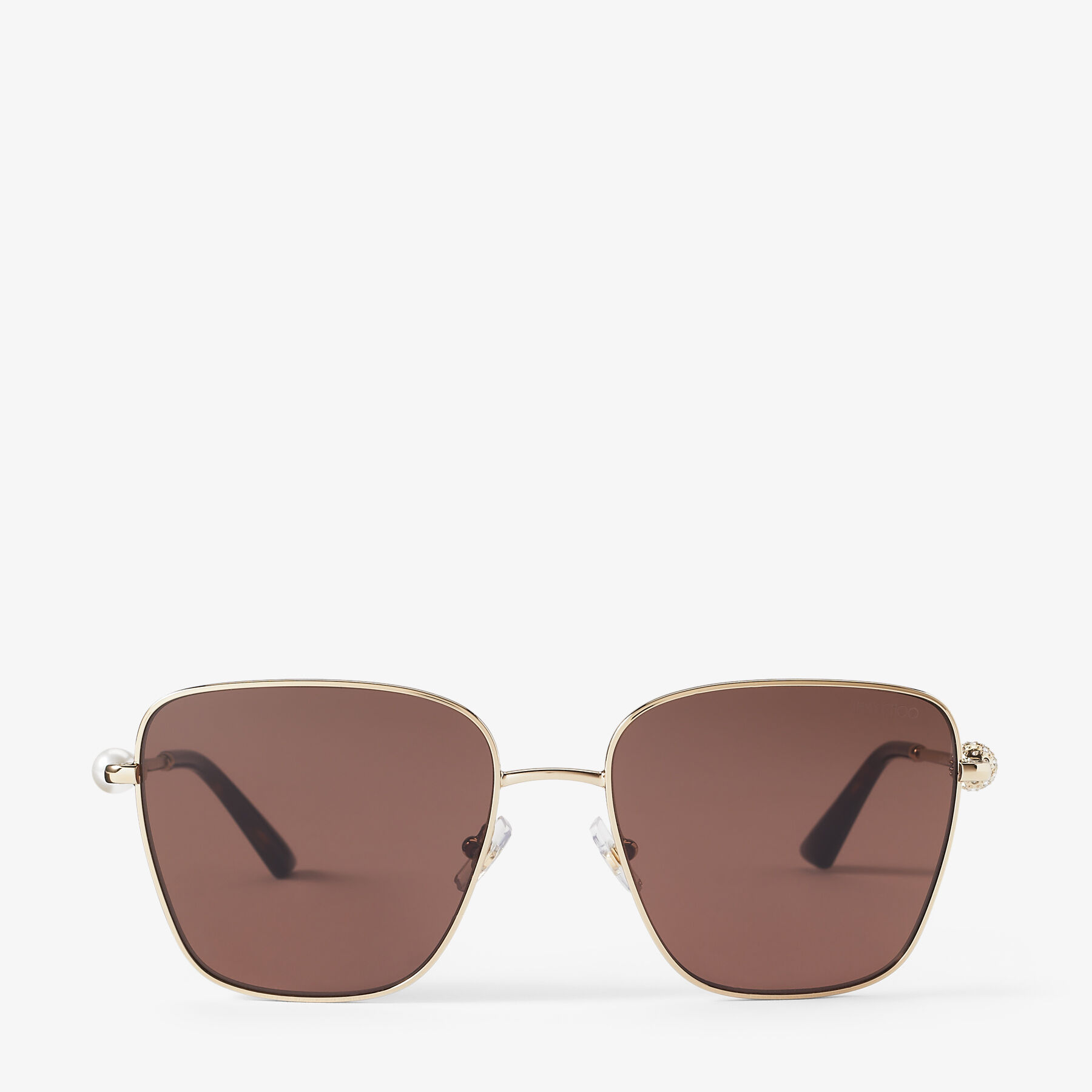 Pua Pale Gold Square Sunglasses with Crystals