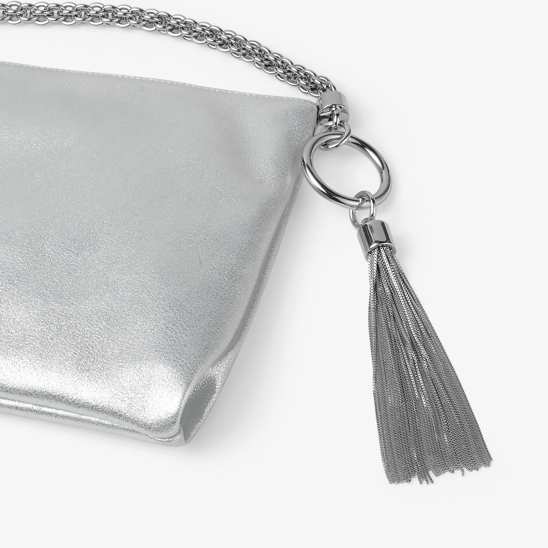 Callie Silver Metallic Leather Clutch Bag