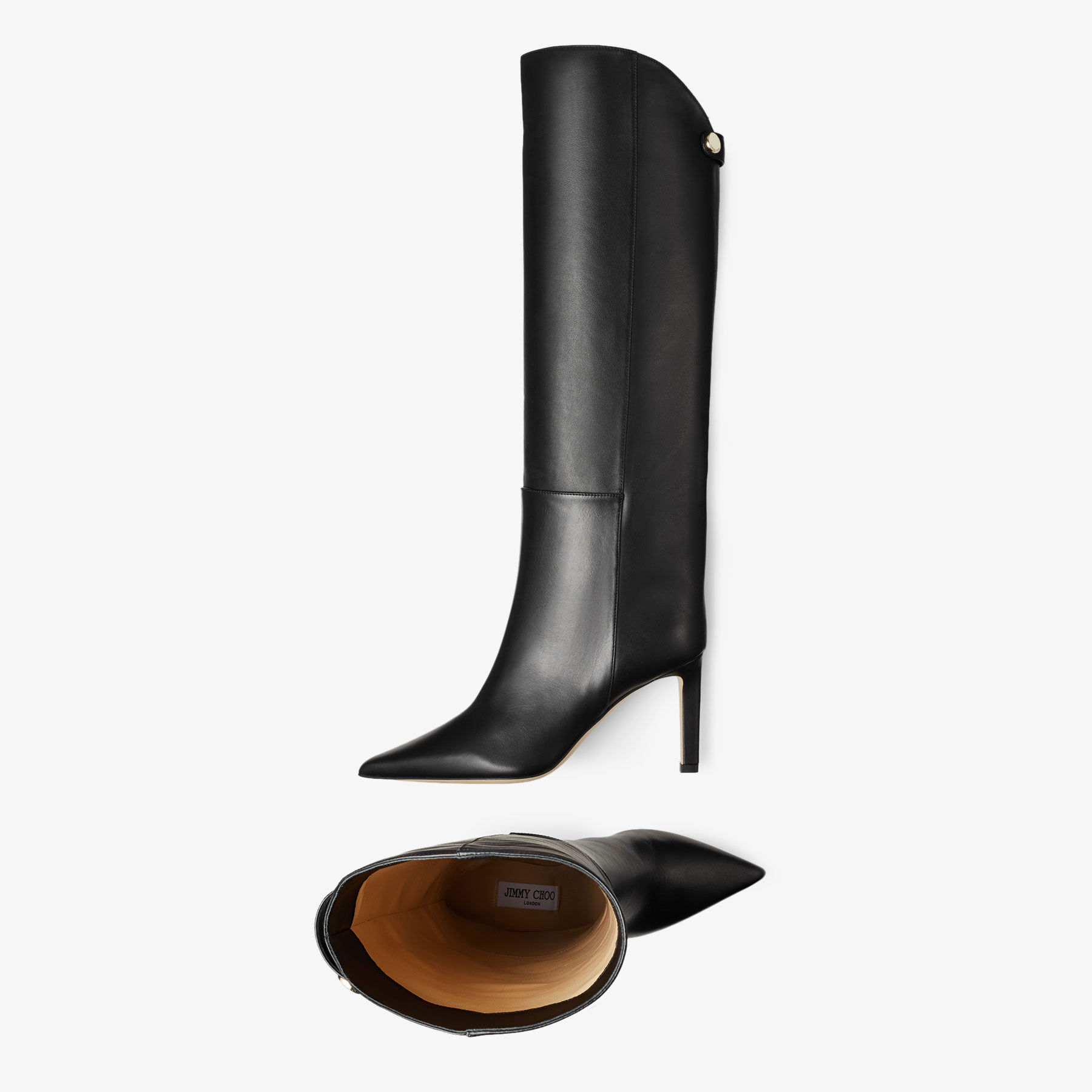 Alizze Knee Boot 85 Black Smooth Leather Knee-High Boots
