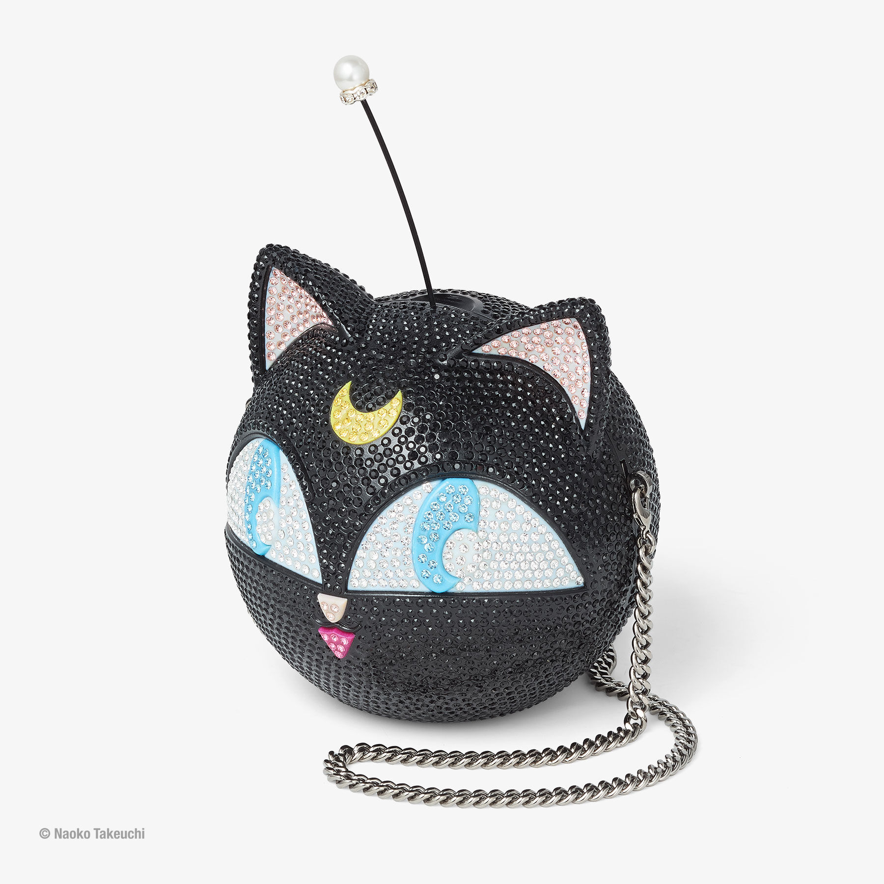 Crystal Luna-P Ball Minaudiere Clutch Black Plexi Crystal Clutch Bag