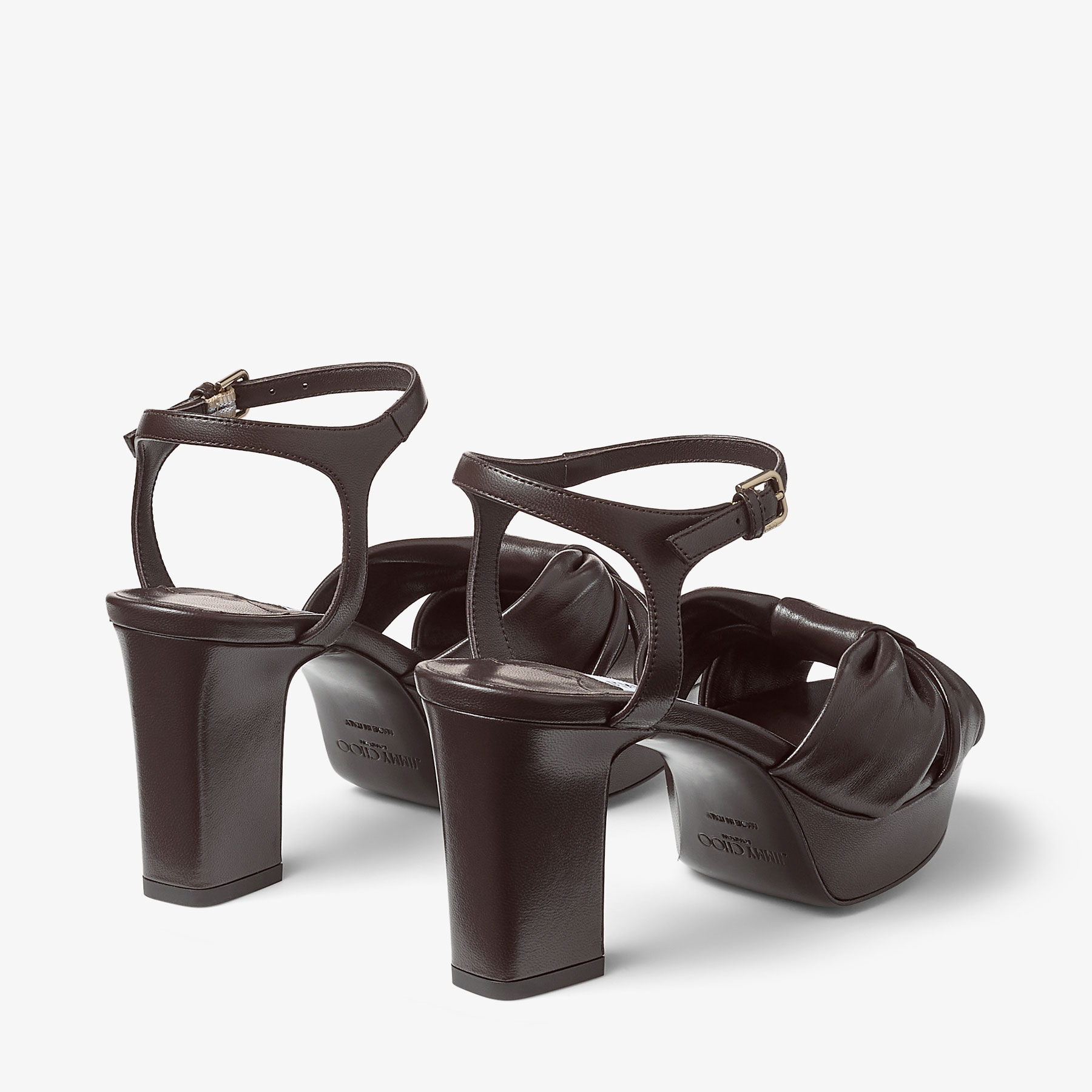 Heloise 80 Coffee Nappa Leather Platform Sandals