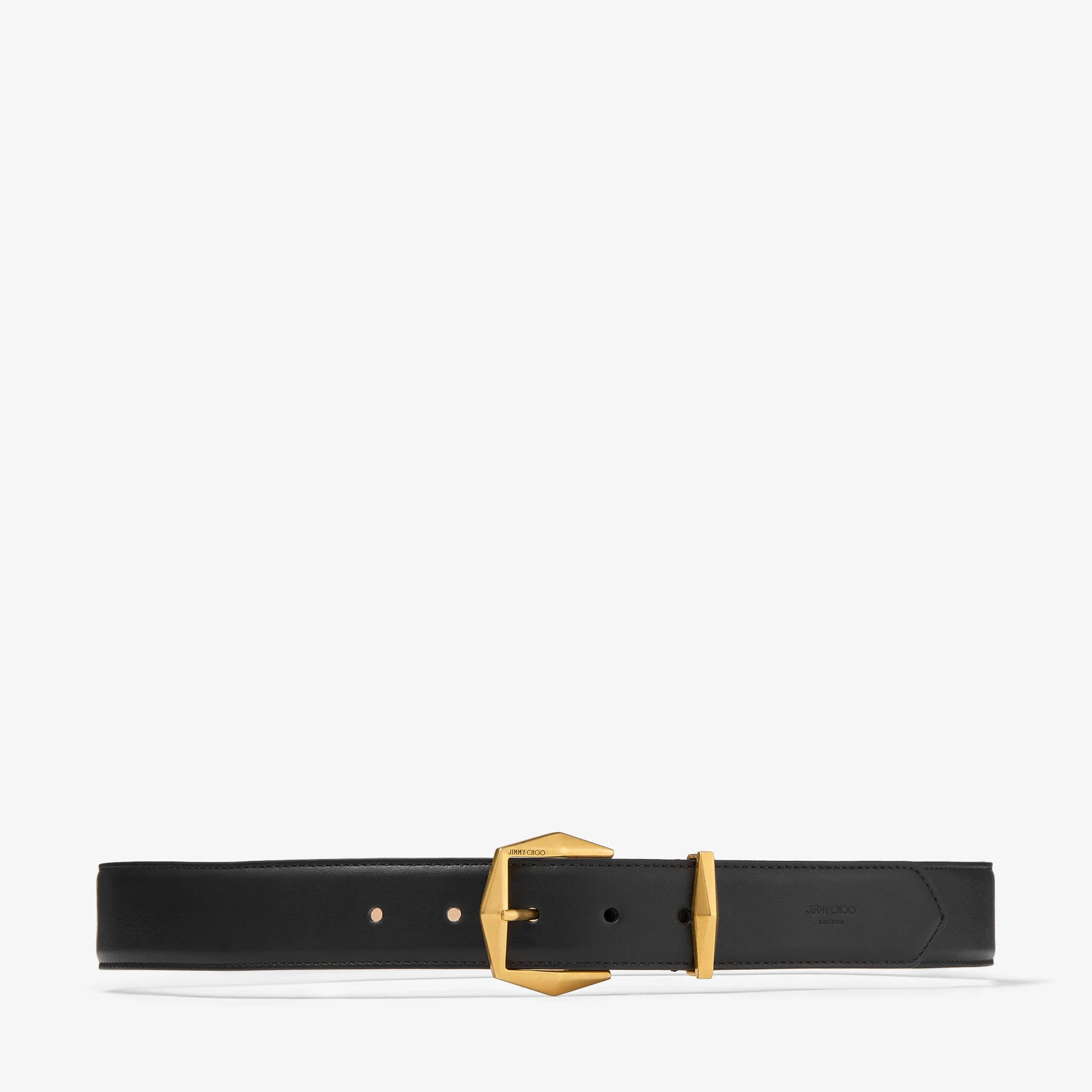 Diamond Buckle Belt Black Leather Diamond Belt