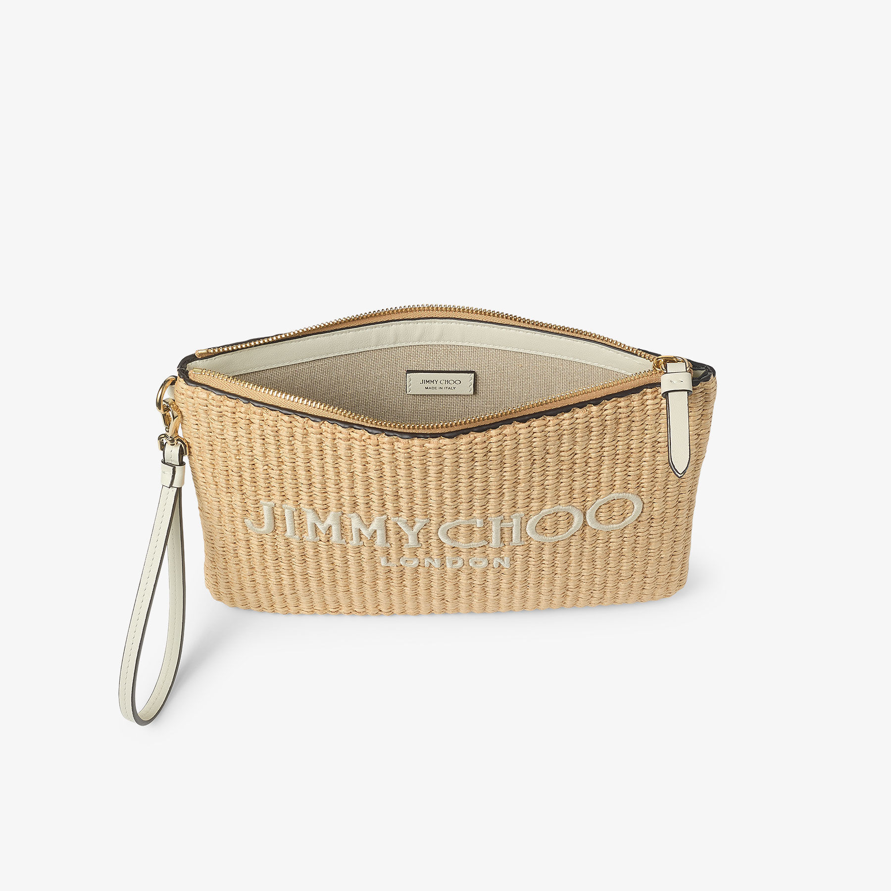 Zip Top Pouch Natural Raffia Pouch