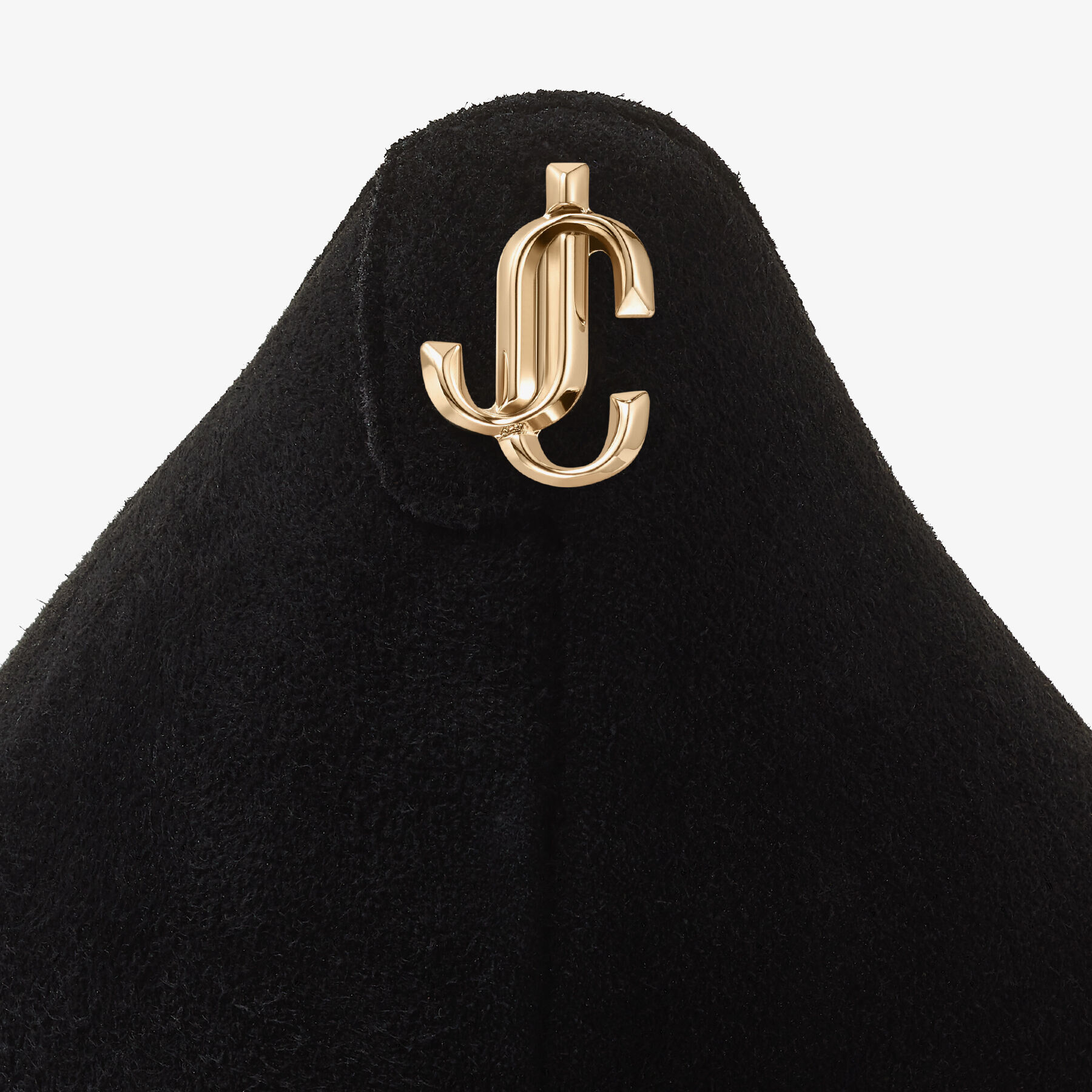 Love 65 Black Suede Pointed Pumps with JC Emblem