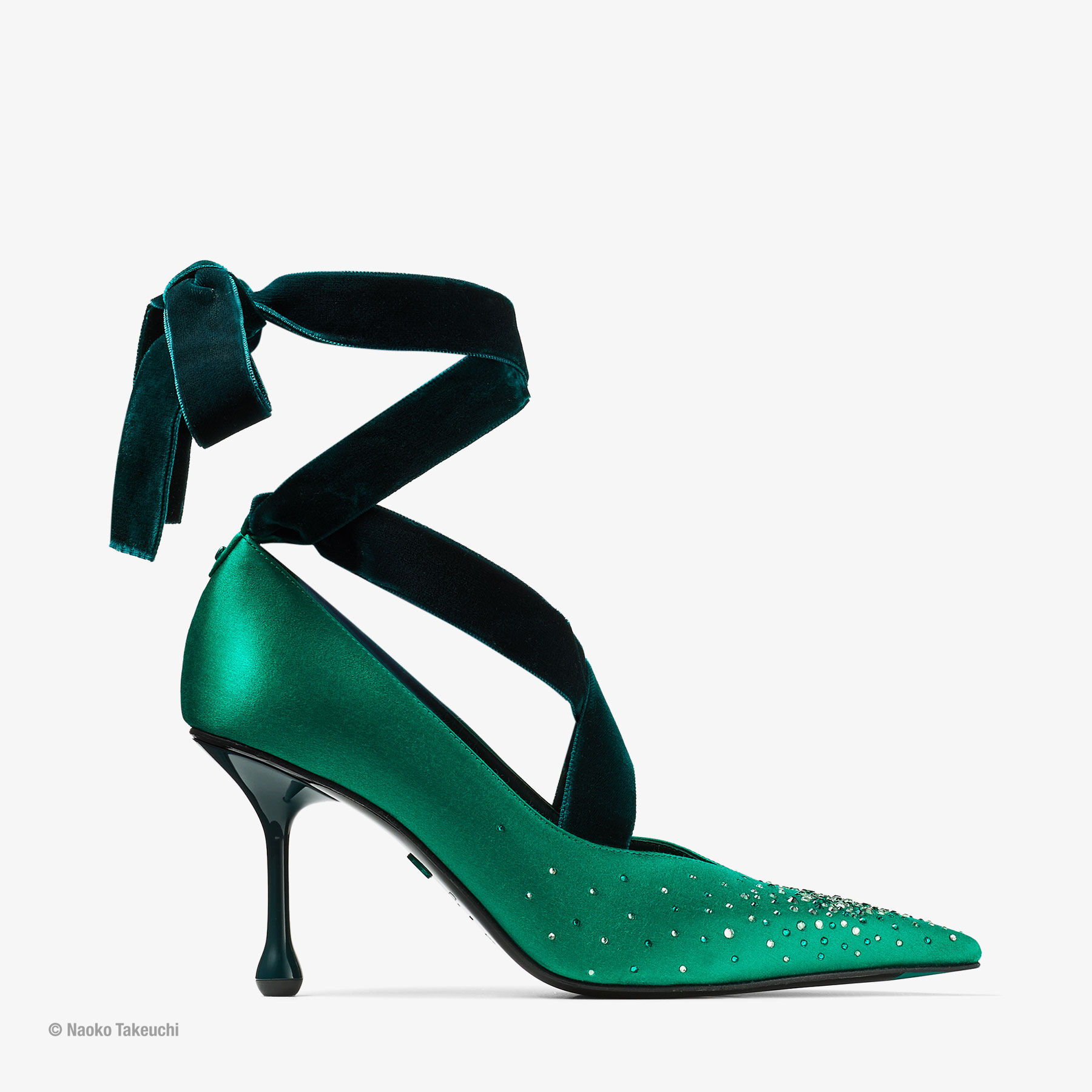 Sailor Neptune Pump 80 Emerald Green Satin Crystal Pumps
