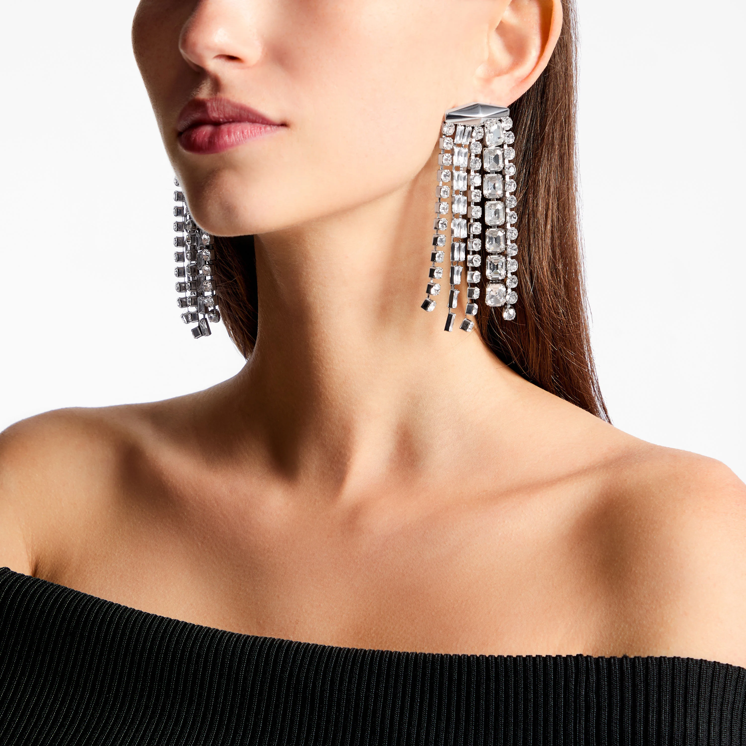 Zandra Earrings Silver-Finish Crystal Earrings